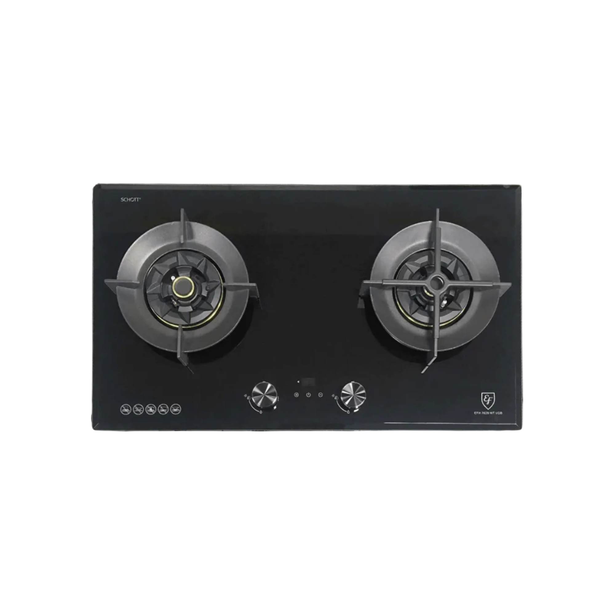 EF EFH7628WTVGB - 78cm Tempered Glass Gas Hob 2 Burners