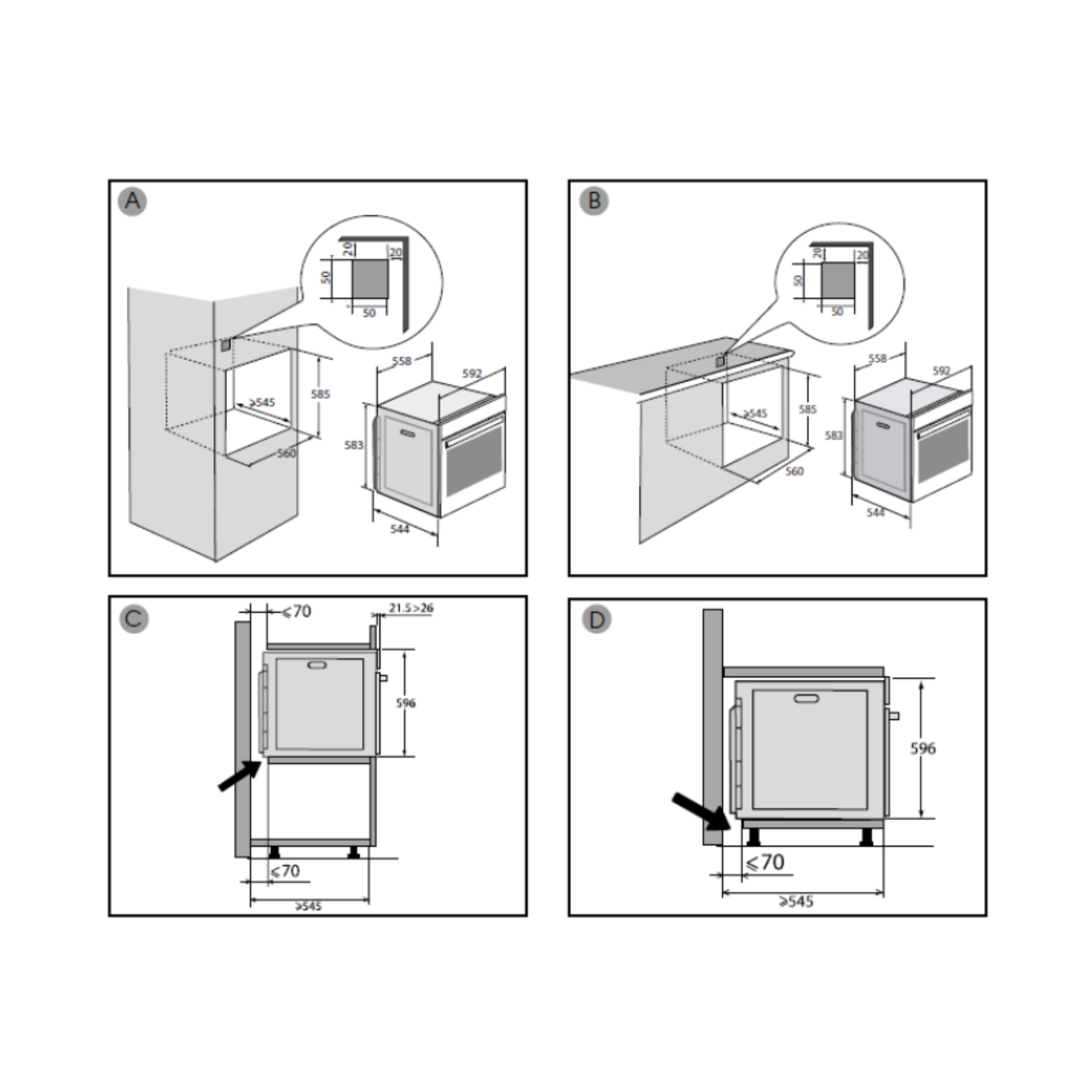 Brandt BOP7568LX - 73L 8 Functions Built-In Pyrolytic Oven