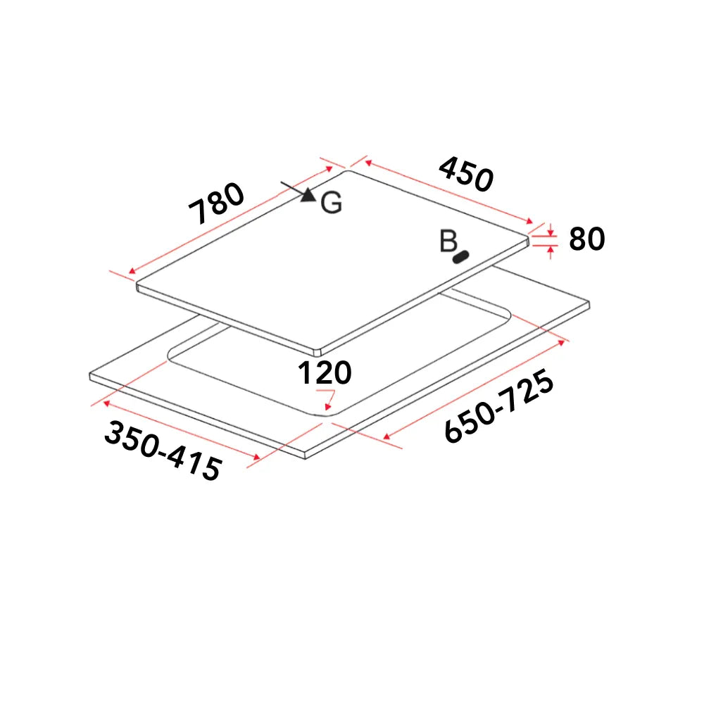 EF EFH7636WTVGB - 78cm Gas Hob 3 Burners