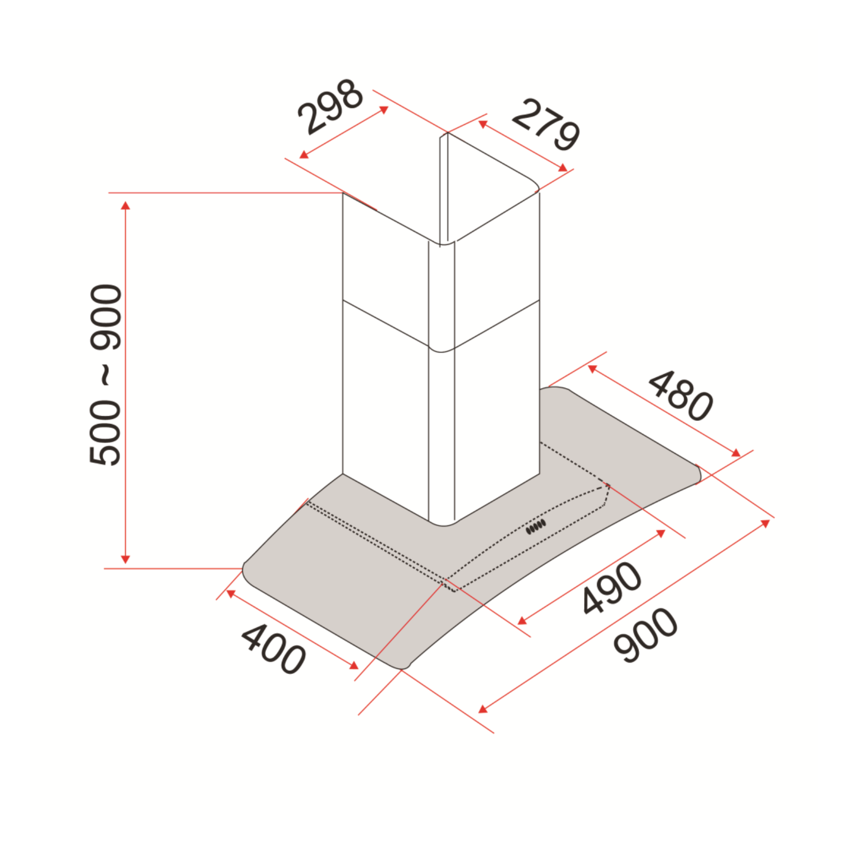 EF CKVETROPLUS - 90cm Stainless Steel Wall Mounted Hood