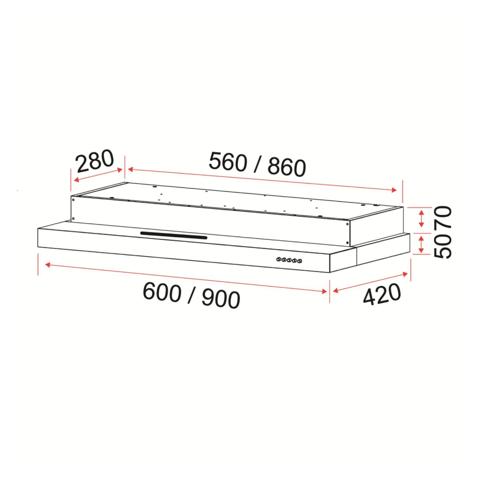 EF EFCH6201HMSSL - 60cm Stainless Steel Semi Integrated Hood