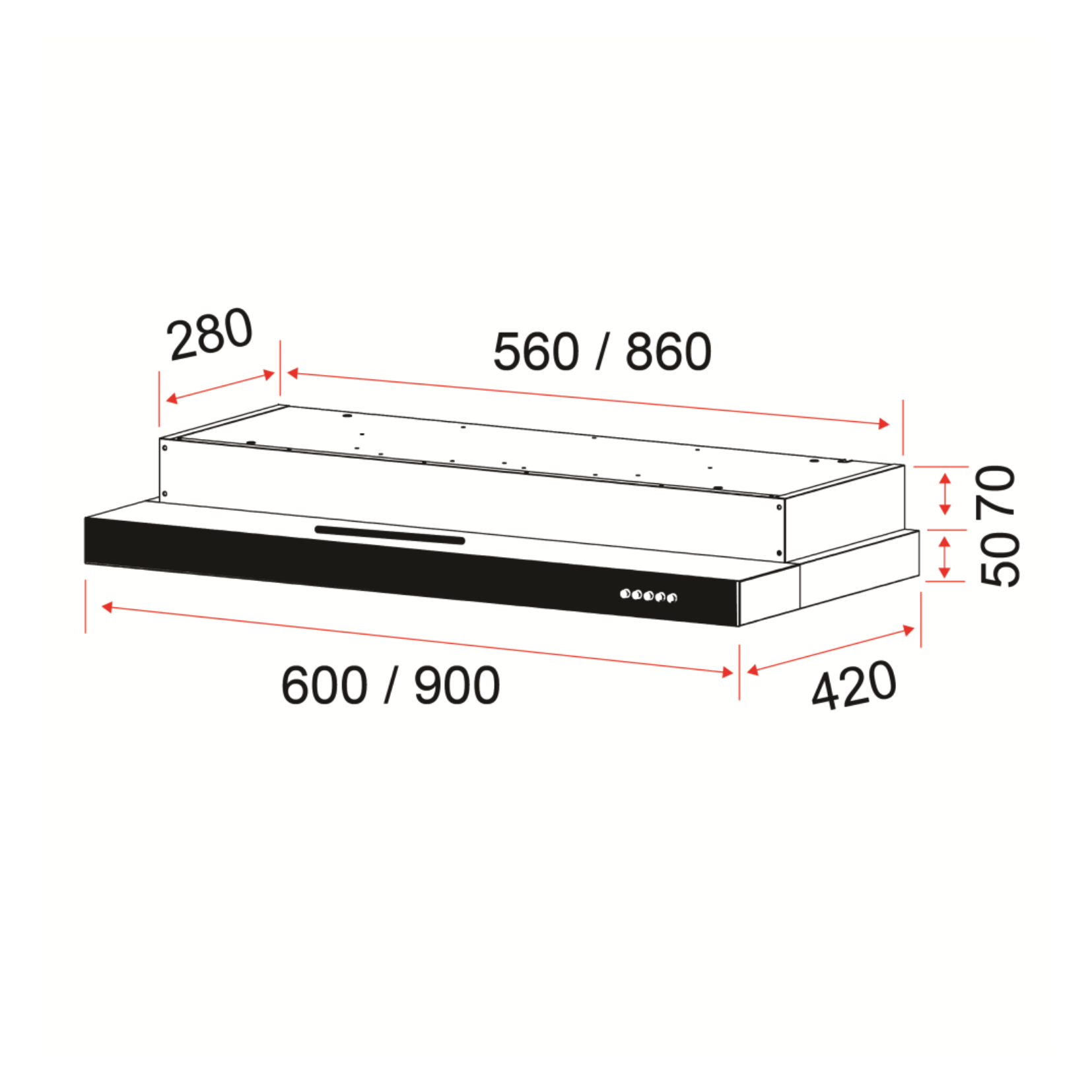 EF EFCH6202HMSSL - 60cm Stainless Steel Semi Integrated Hood