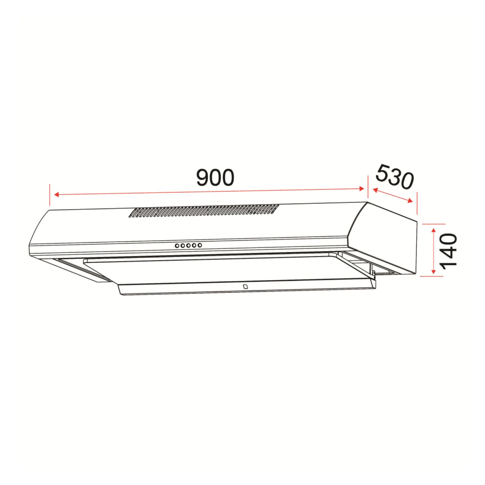 EF EFCH9111HMSS - 90cm Stainless Steel Slimline Hood