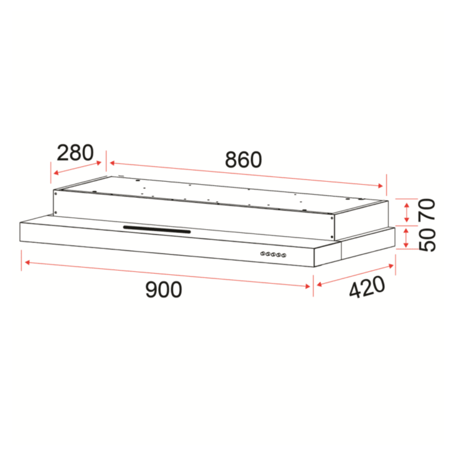 EF EFCH 9212 HM BK - 90cm Semi Integrated Hood