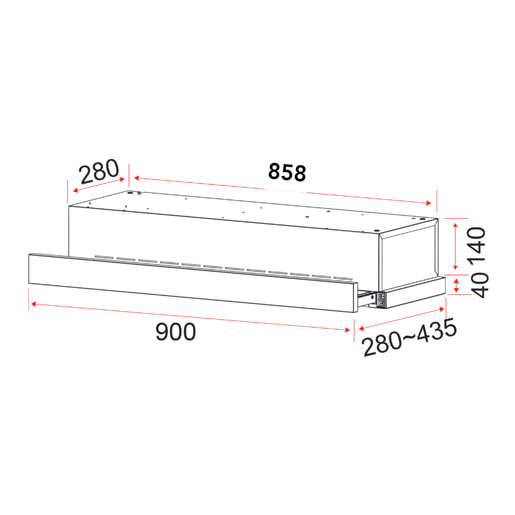 EF EFCH9401HMSSL - 90cm Stainless Steel Telescopic Hood