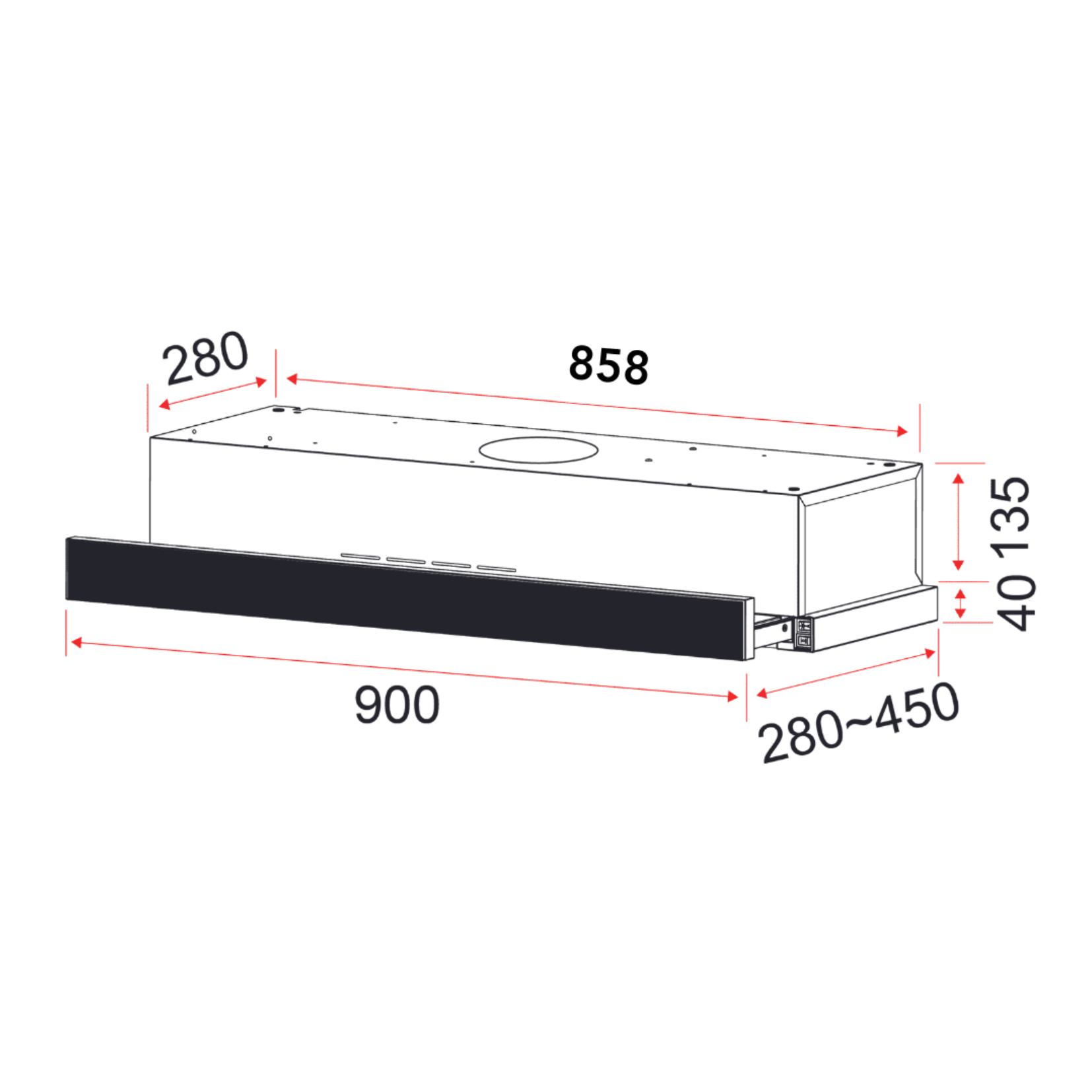 EF EFCH9402AL - 90cm Stainless Steel Telescopic Hood