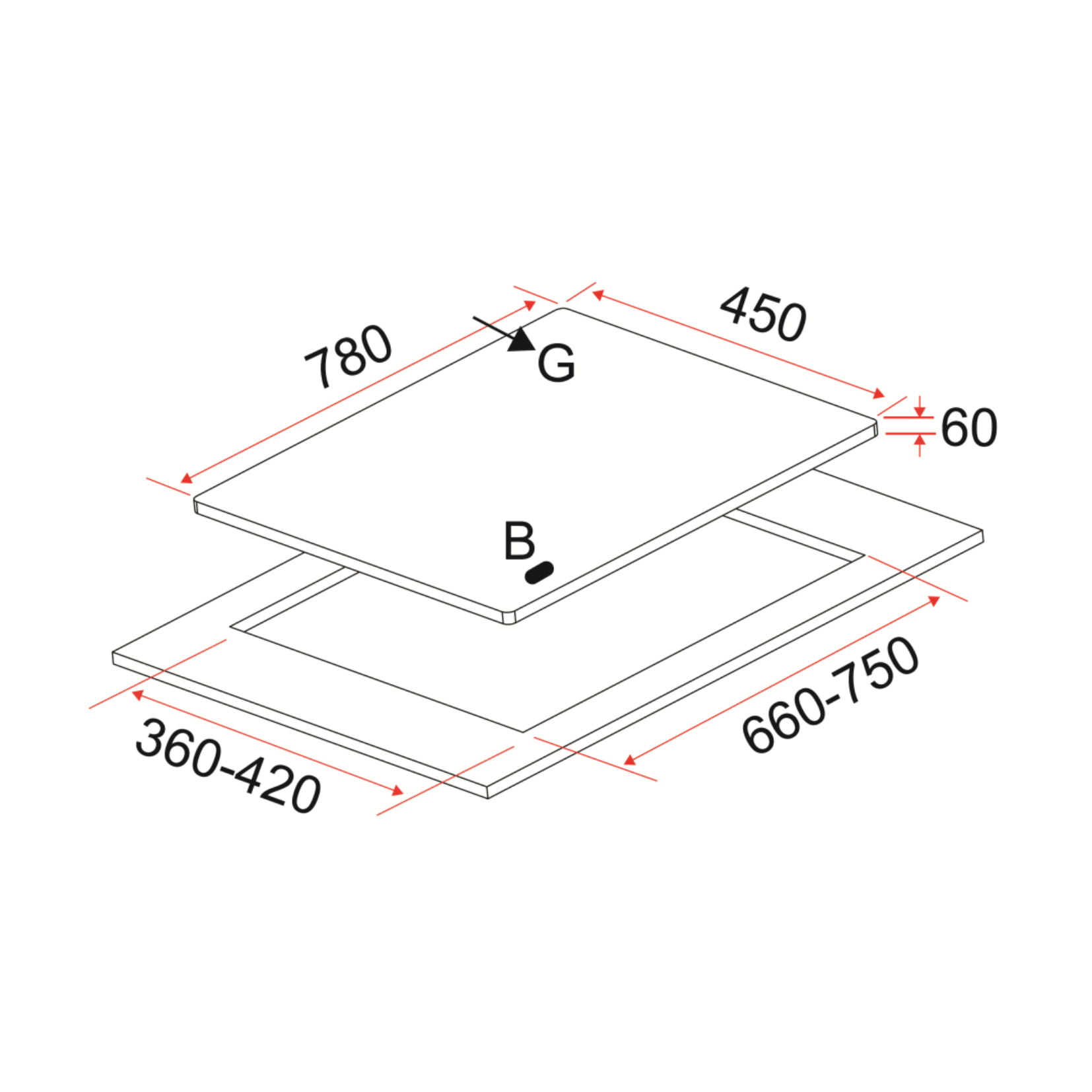 EF EFH2760TNVSB - 78cm Gas Hob 2 Burners