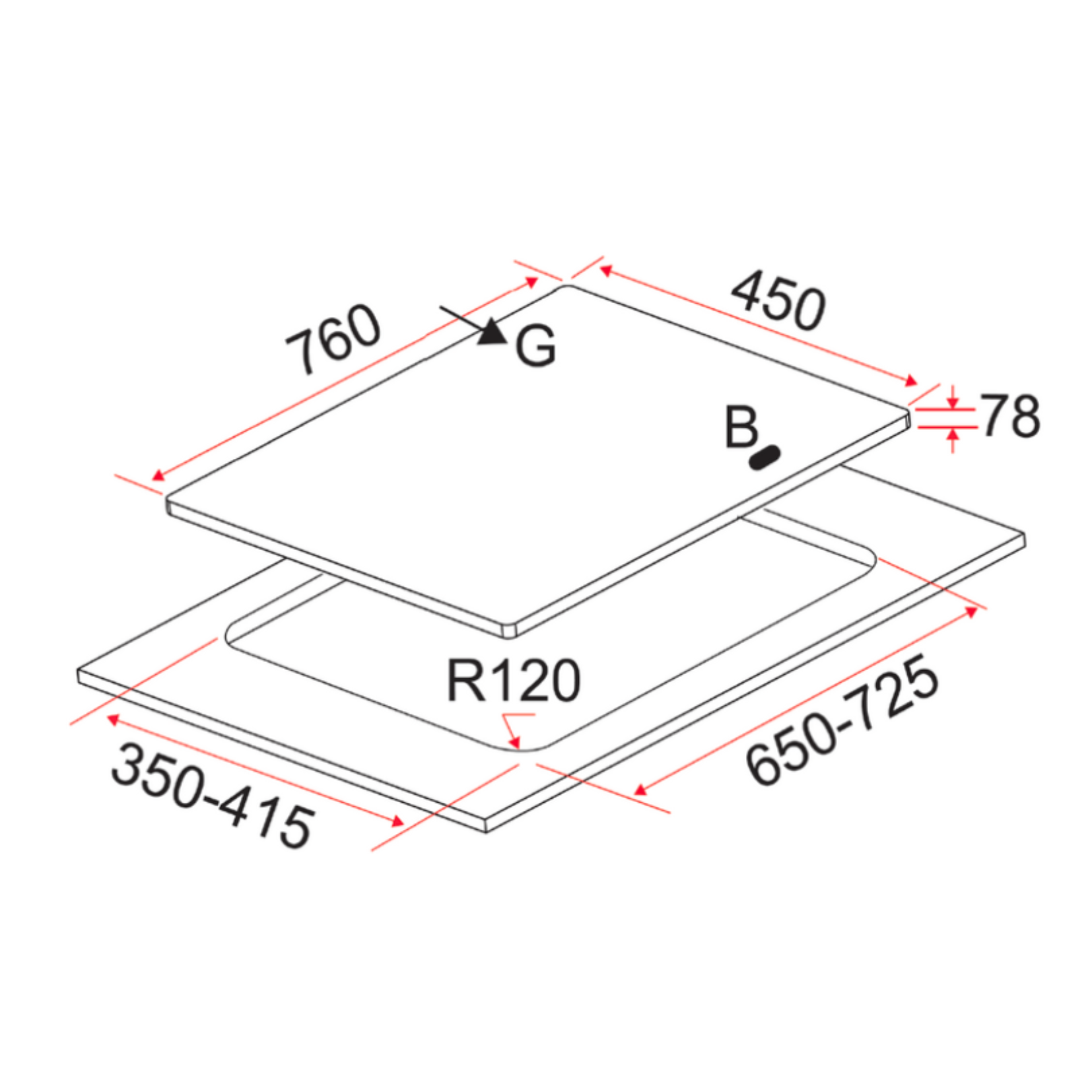 EF EFH2763WTVSB - 76cm Gas Hob 2 Burners