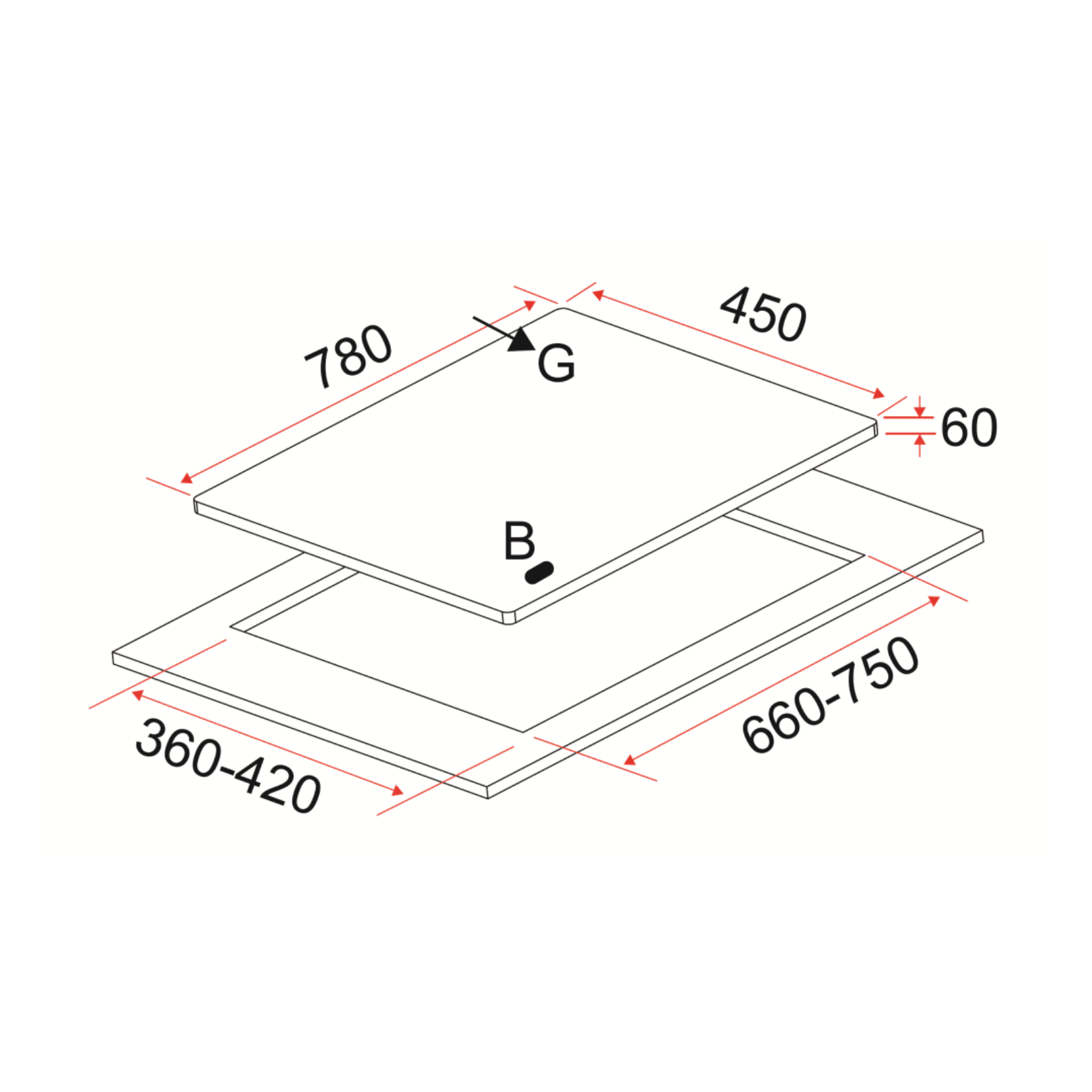 EF EFH3762TNVSB - 78cm Gas Hob 3 Burners