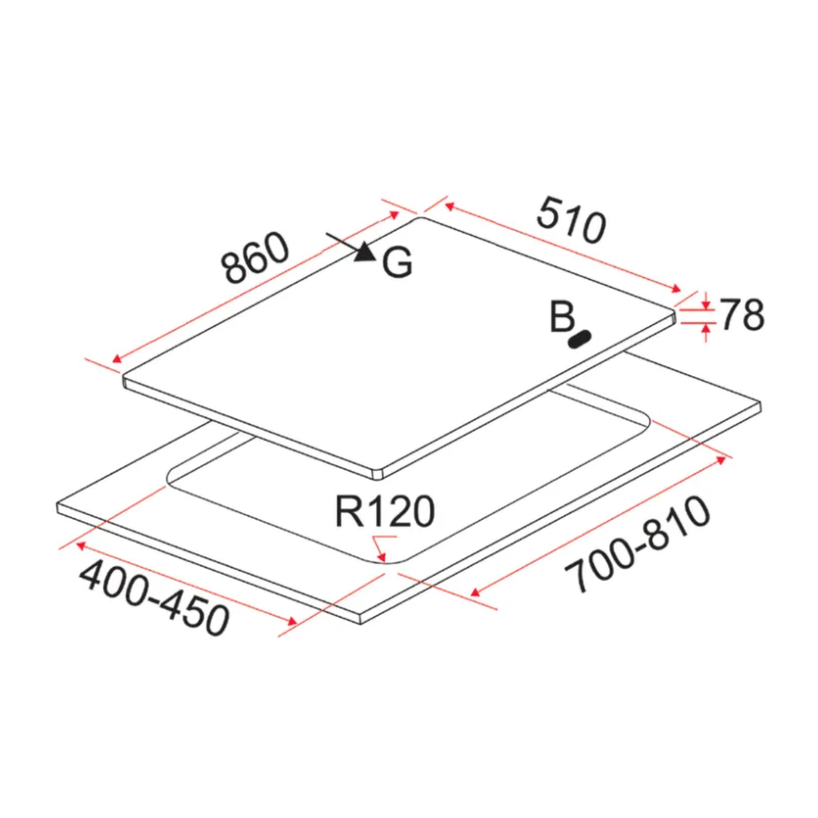 EF EFH3976WTVSB - 86cm Gas Hob 3 Burners