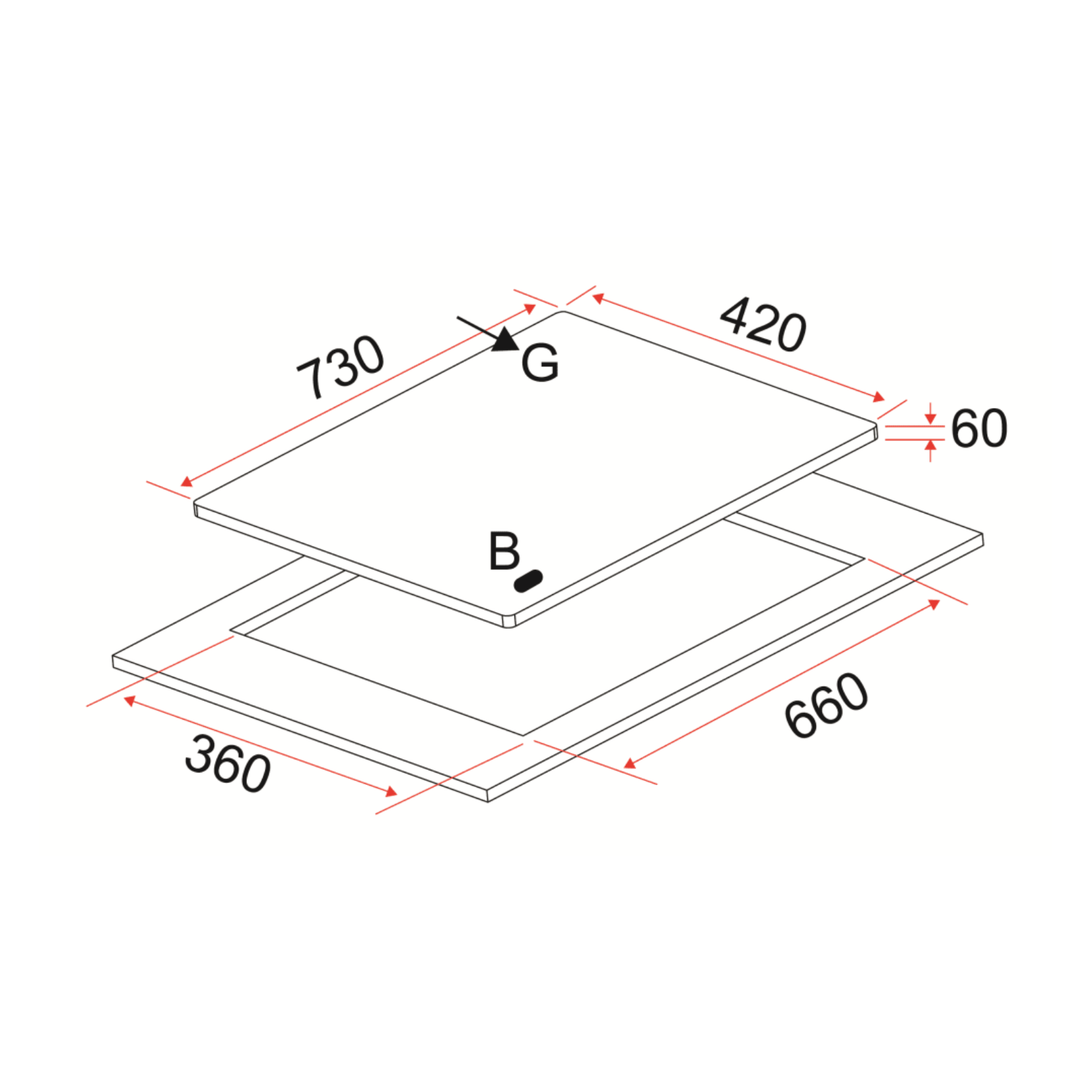 EF EFH7620TNVGB - 73cm Gas Hob 2 Burners