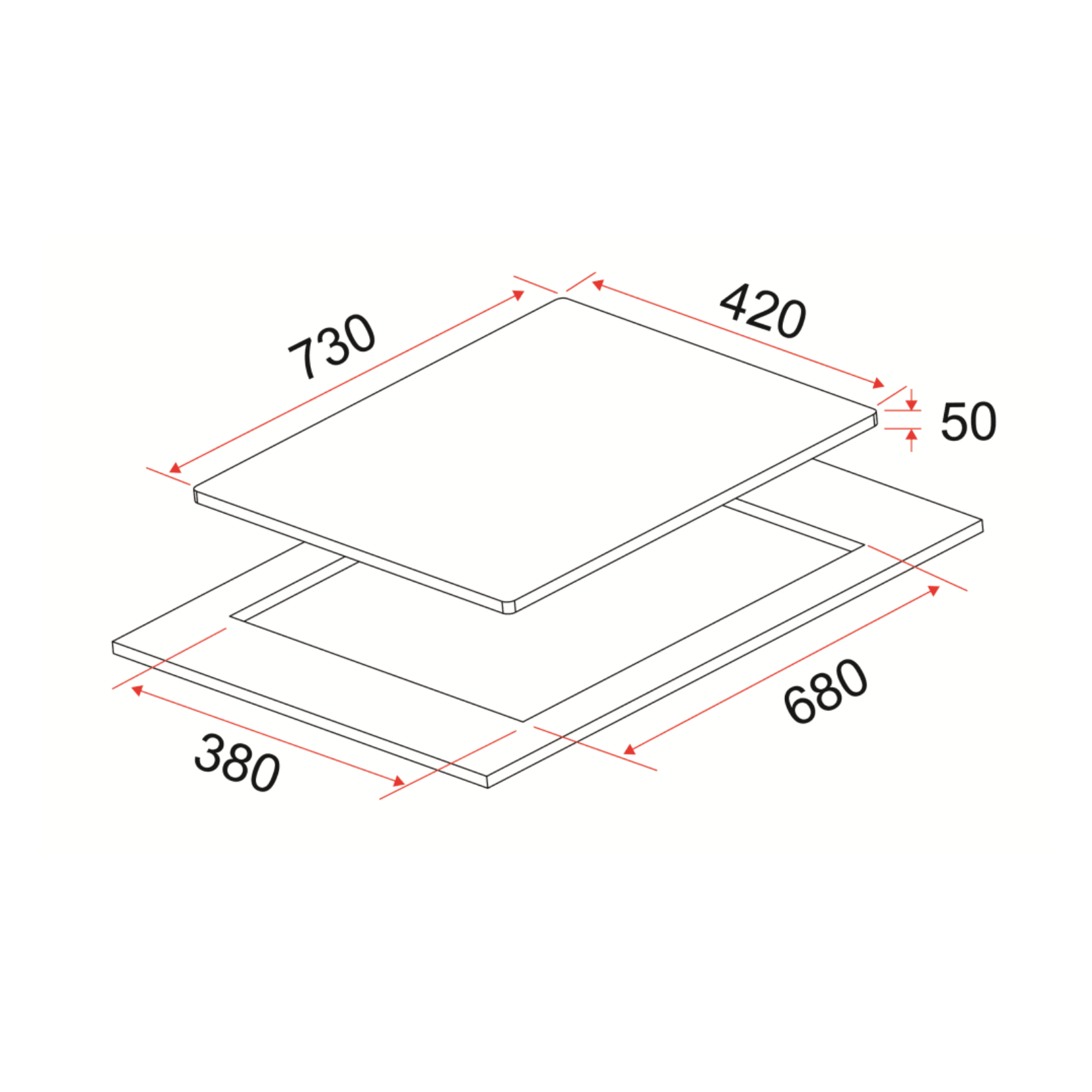 EF HBAV271A - 70cm Ceramic Hob 2 Burners