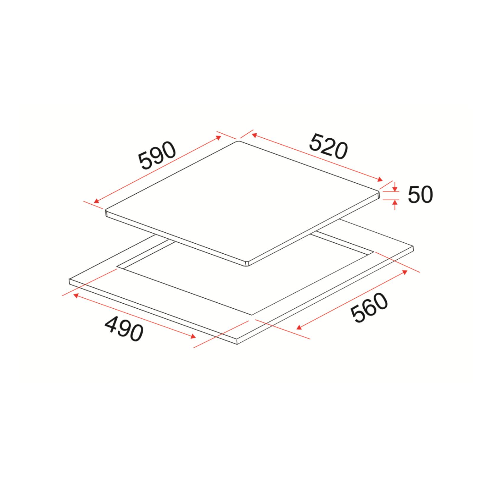 EF HBAV461A - 60cm Ceramic Hob 4 Burners