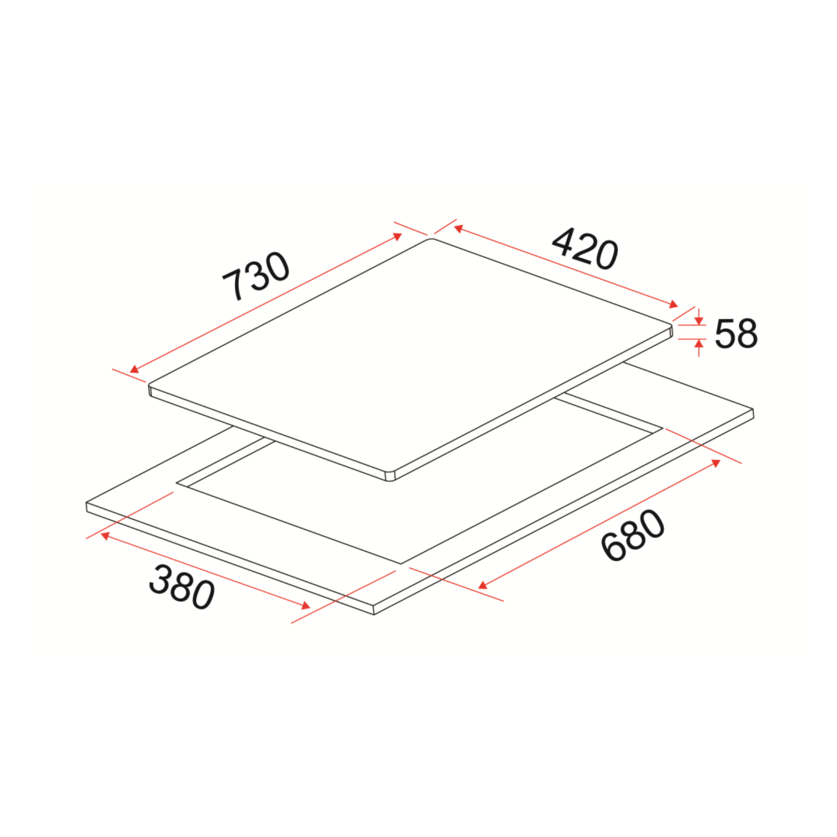 EF HBBI2730A - 70cm Induction Hob 2 Burners