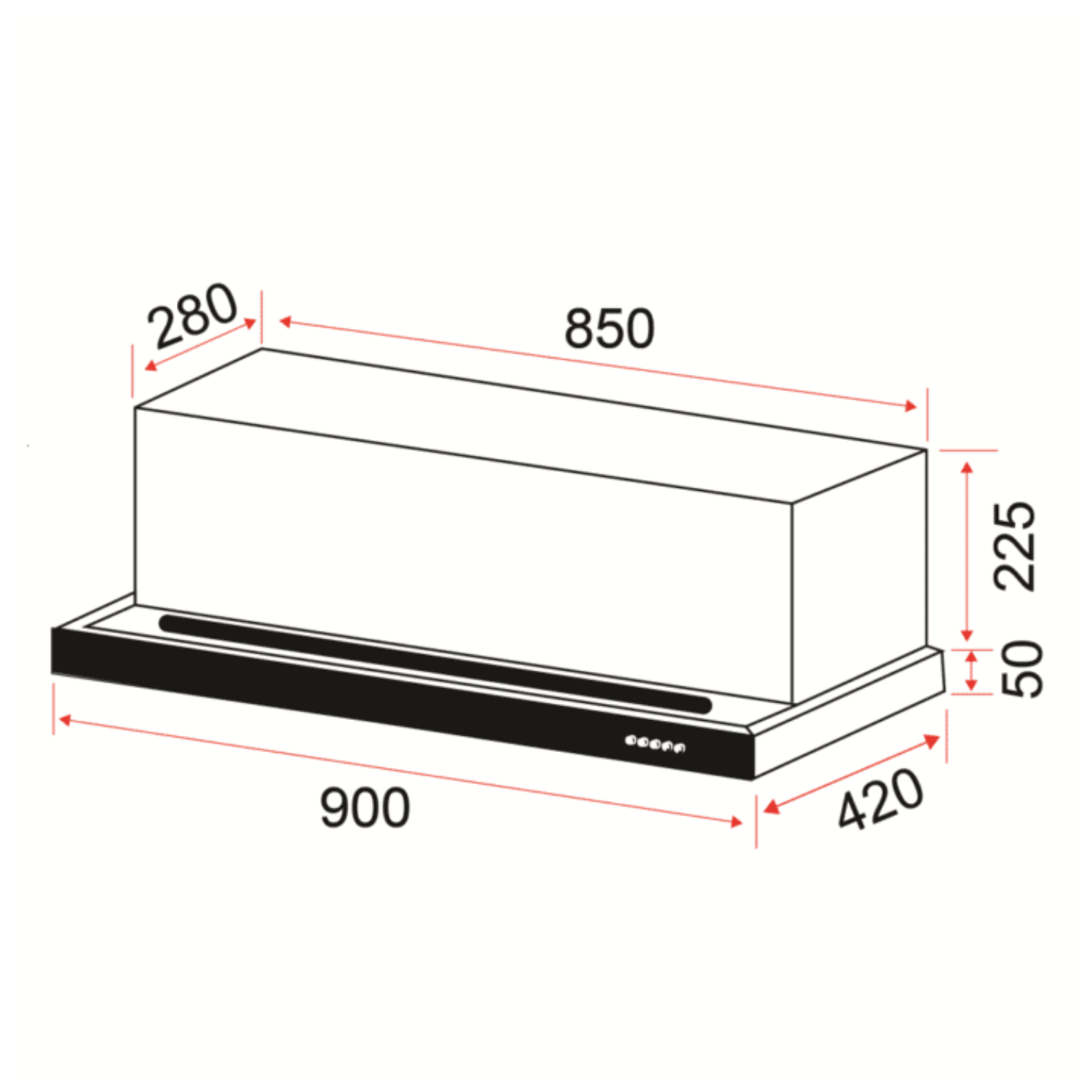 EF POWER SLIM 90 X/VL - 90cm Semi Integrated Hood