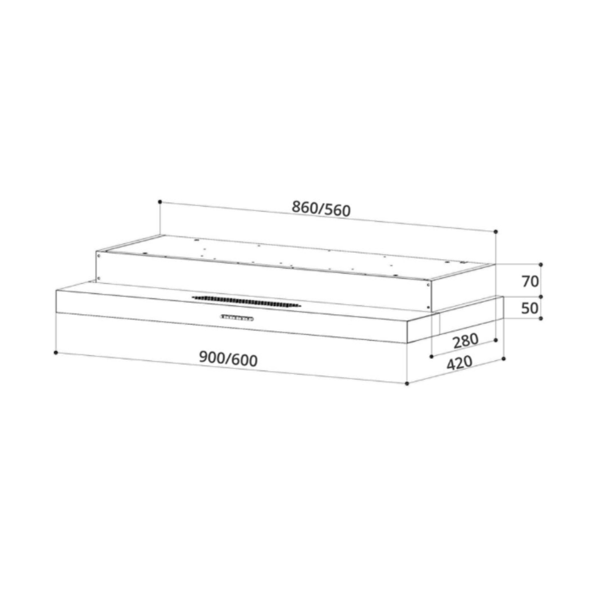 Uno UA 9119 BK - 90cm Slimline Hood