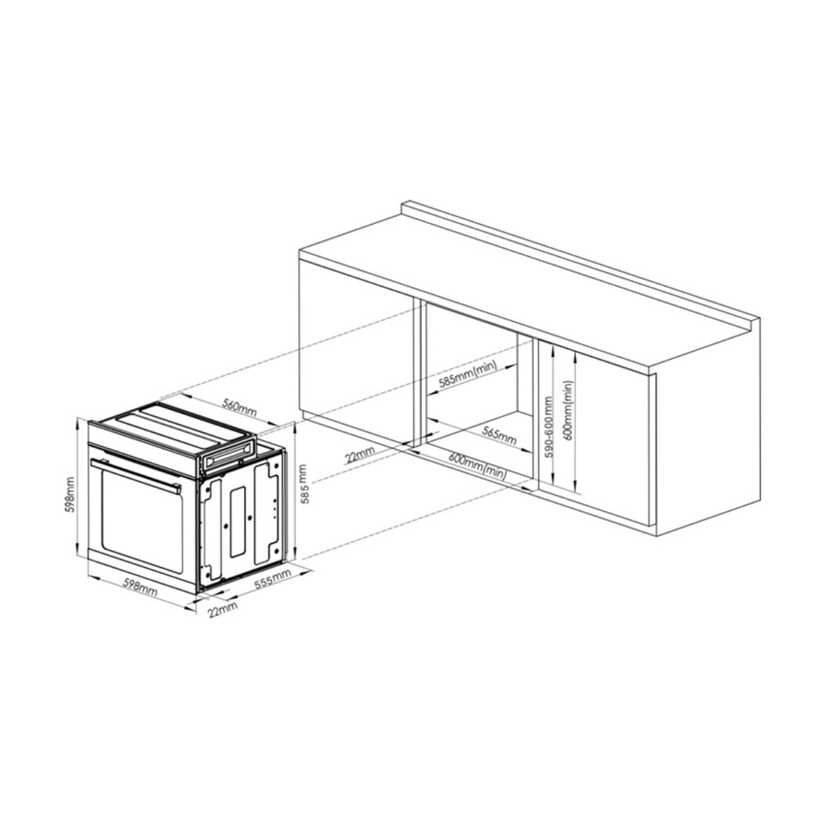 Uno UBO 675BK - 75L 6 Functions Built-In Oven