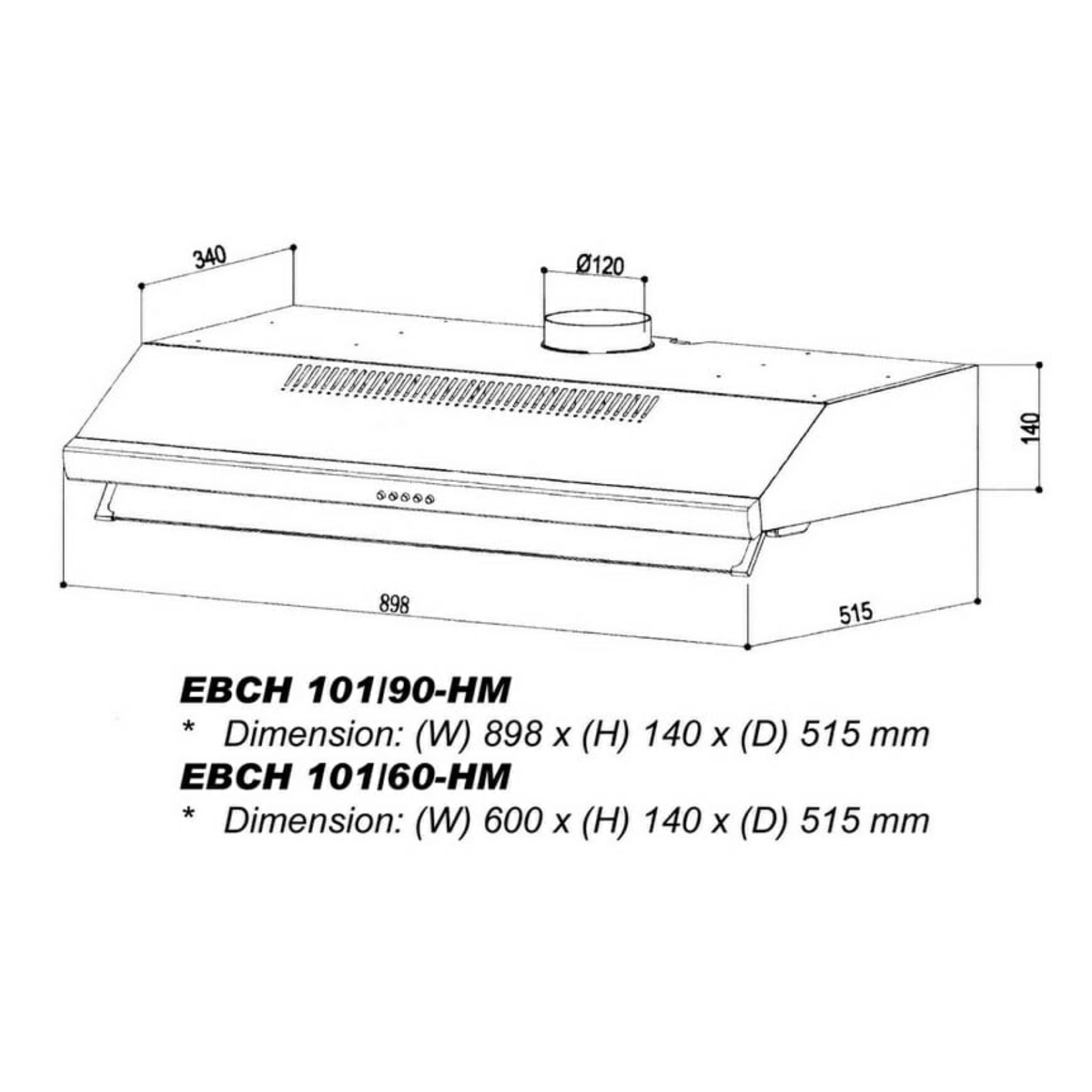 Elba EBCH 101/60 HM SSL - 60cm Stainless Steel Slim Hood