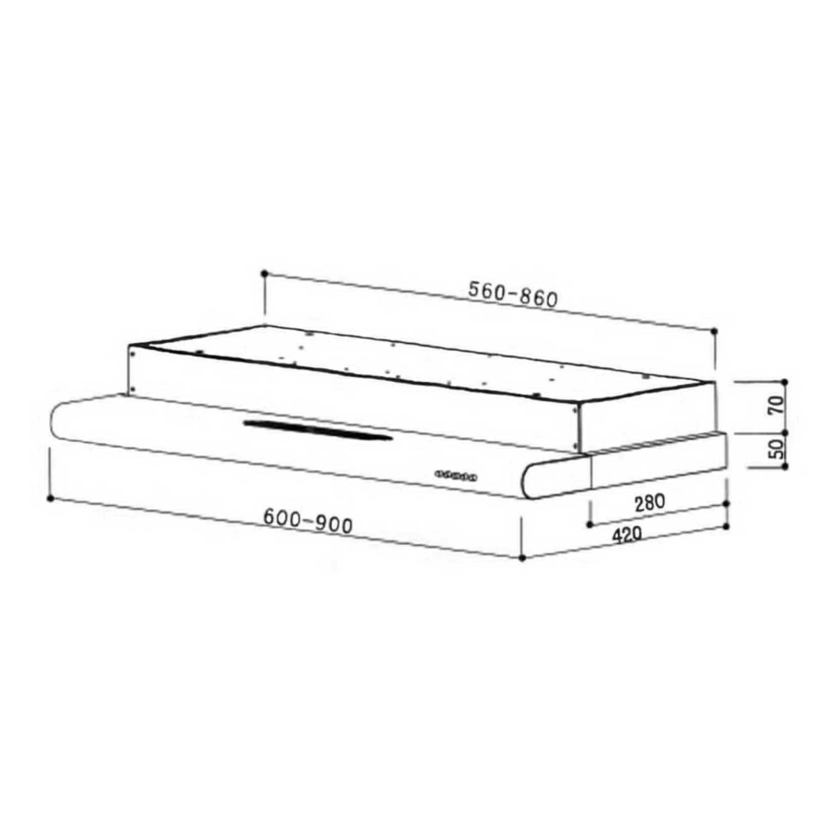 Elba EBCH 201/60 HM SSL - 60cm Stainless Steel Semi Integrated Hood