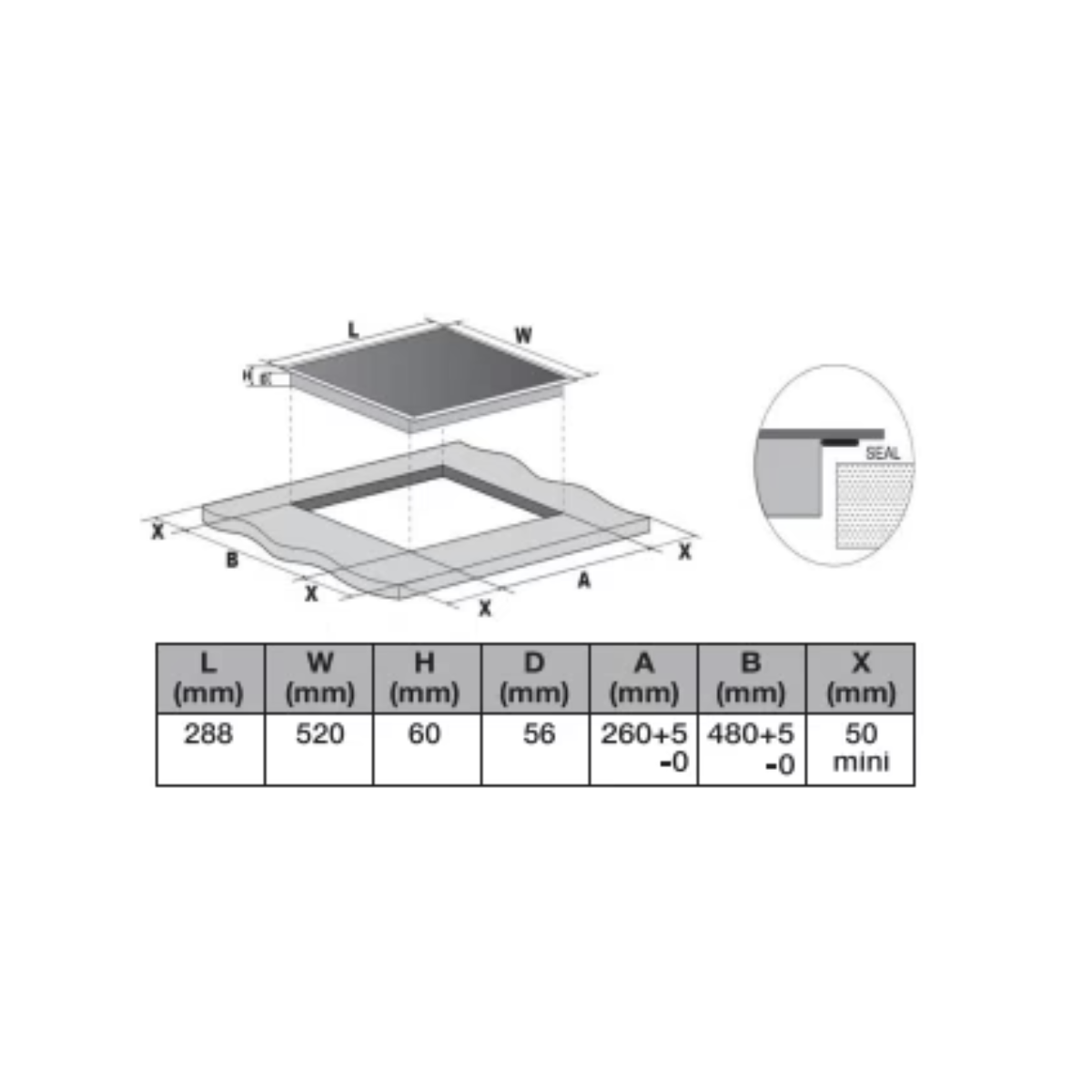 Hafele 536.66.800 - 30cm Induction Hob 2 Burners