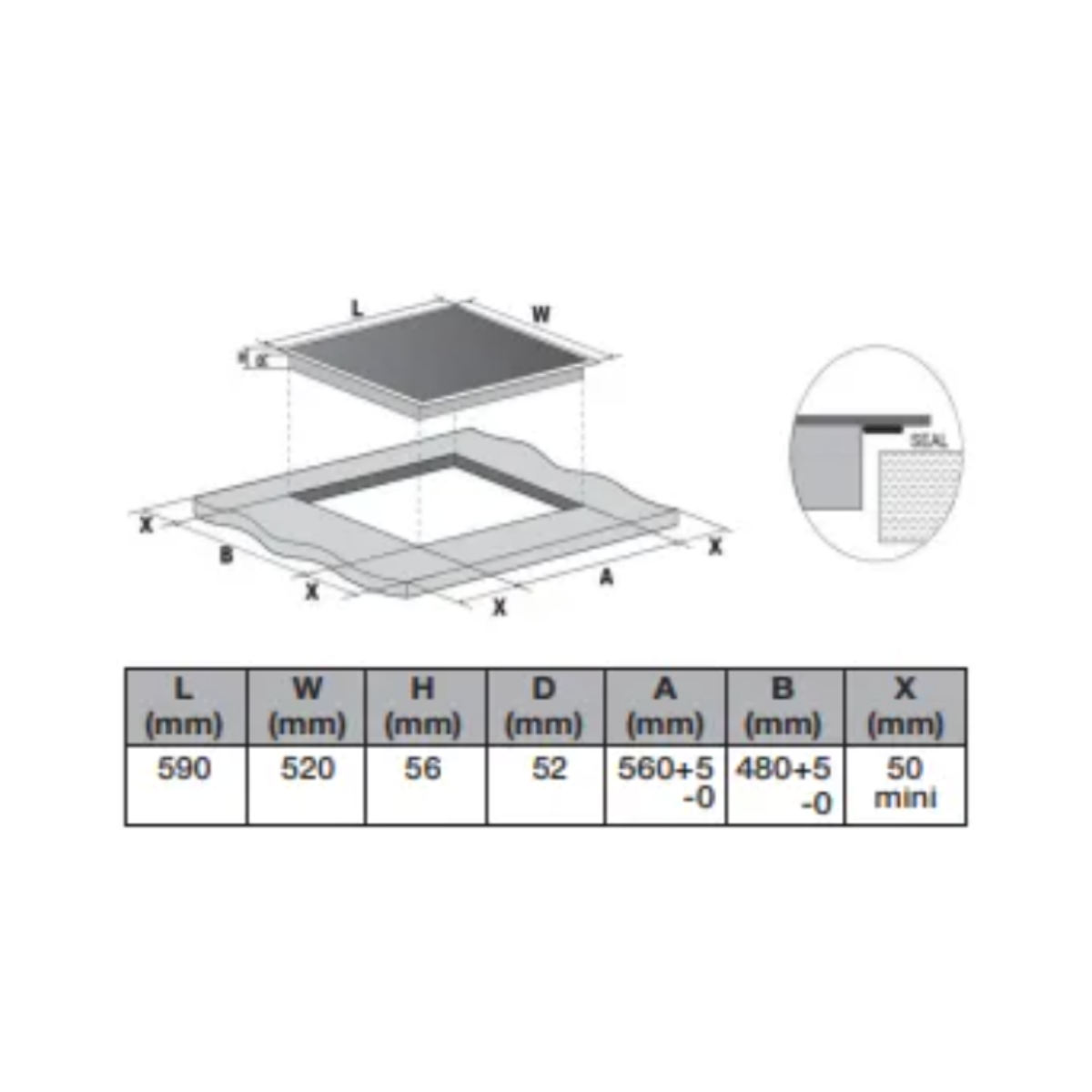 Hafele 536.66.821 - 59cm Induction Hob 3 Burners