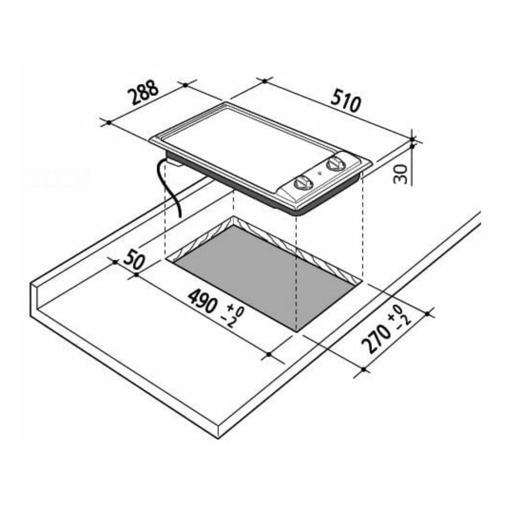 Elba EHS 311D1 S - 30cm Stainless Steel Gas Hob 1 Burners