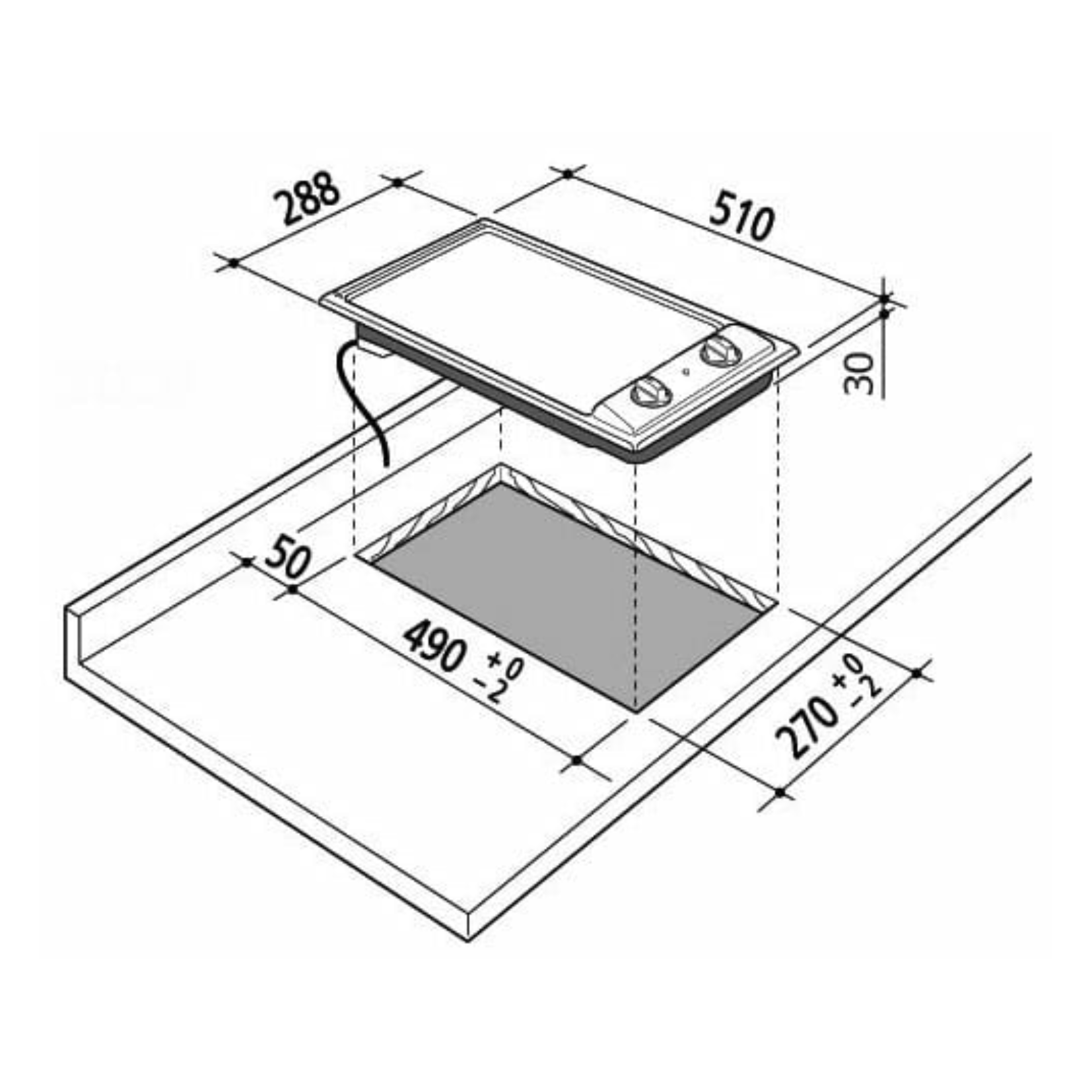Elba EHS 311D1 S - 30cm Stainless Steel Gas Hob 1 Burner
