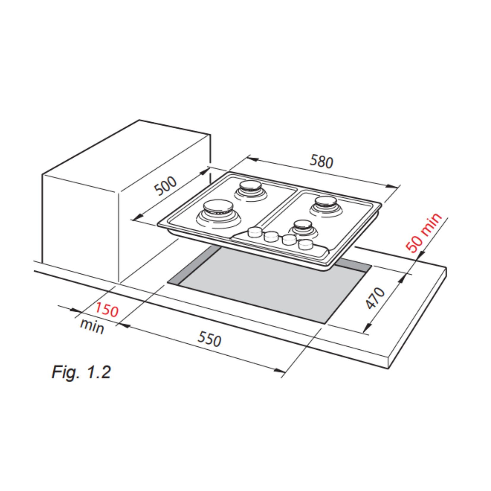 Elba EHS 645D1 SB - 60cm Stainless Steel Gas Hob 4 Burners