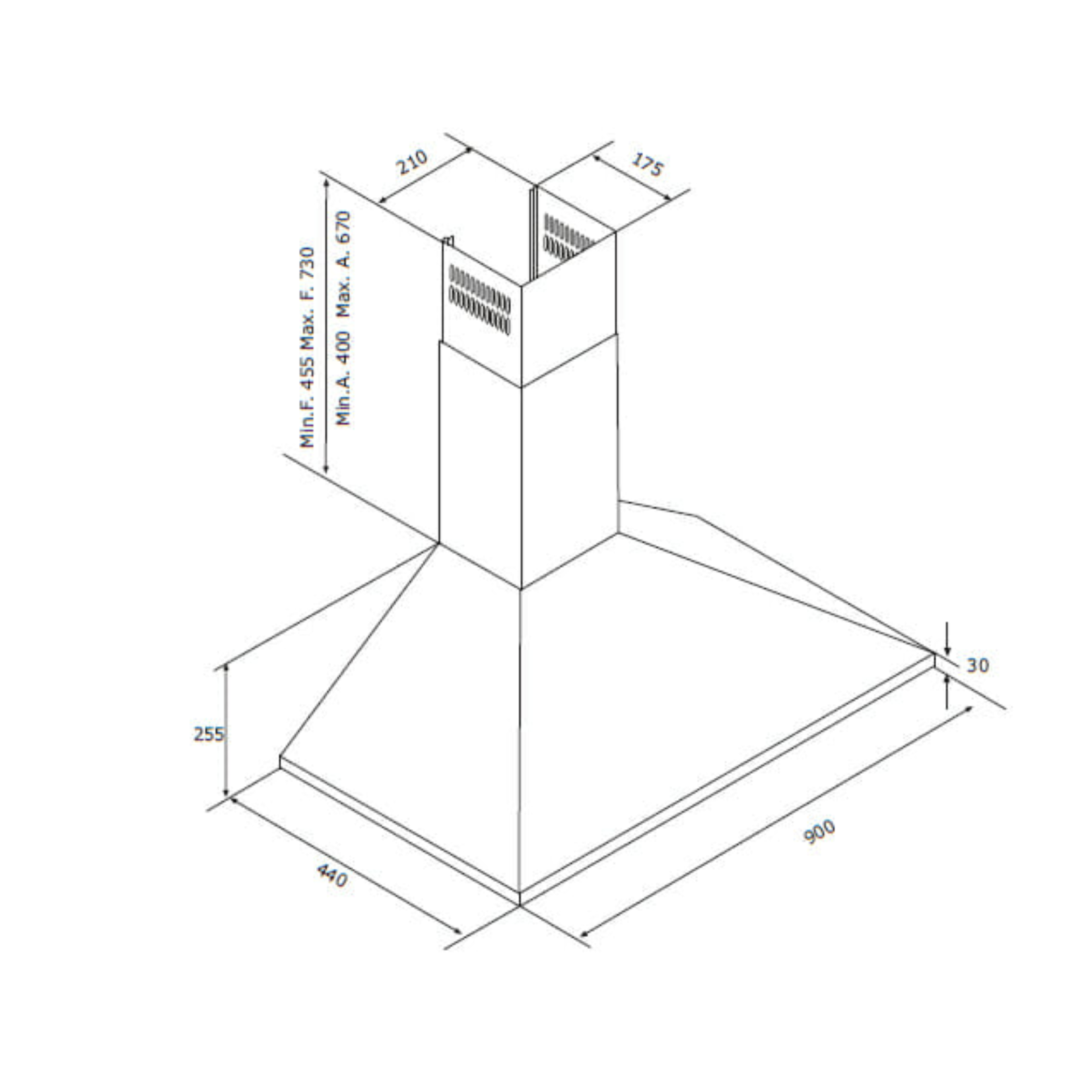 Elba F0 S4 90 - 90cm Stainless Steel Chimney Hood