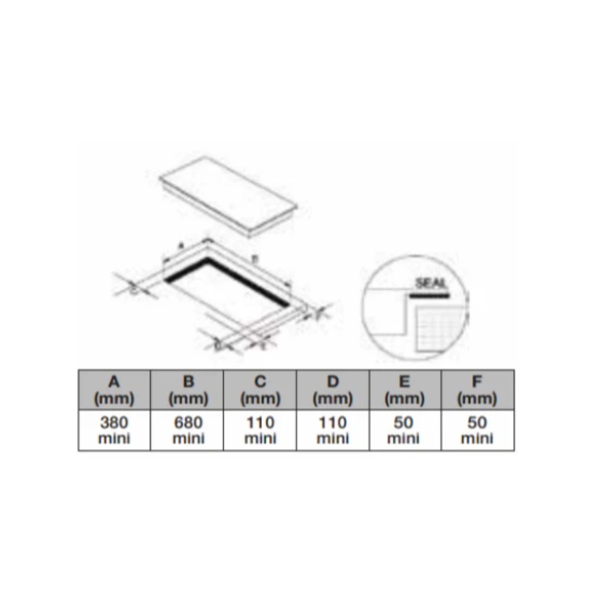 Hafele 536.66.836 - 73cm Hybrid Hob 2 Burners