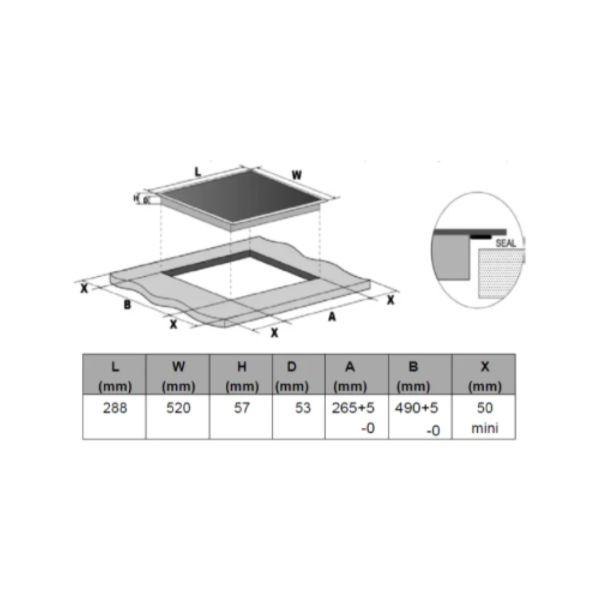 Hafele 536.66.840 - 30cm Hybrid Hob 2 Burners