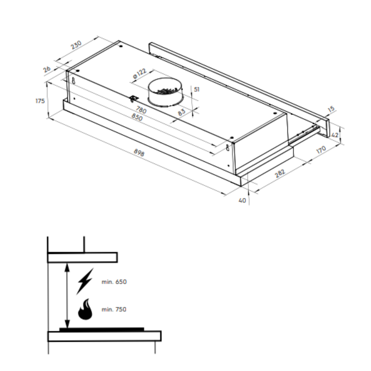 Electrolux ECP9541K - 90cm Stainless Steel Telescopic Hood