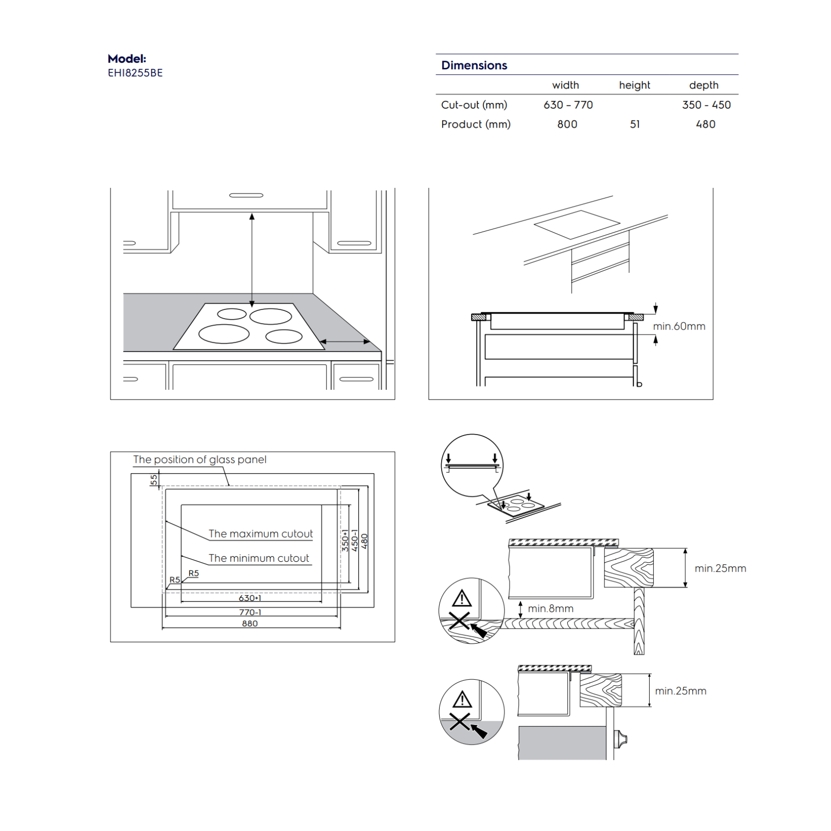 Electrolux EHI8255BE - 80cm Induction Hob 2 Burners