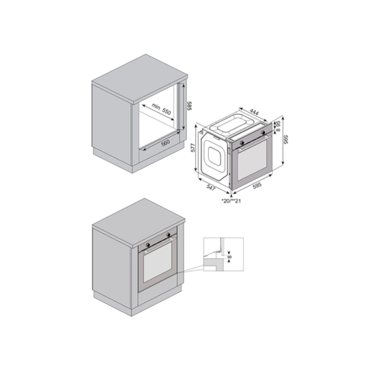 Tecno TBO 880 AF - 73L 8 Functions Built-In Oven