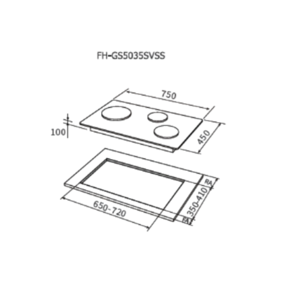 Fujioh FH-GS5035 SVSS - 75cm Stainless Steel Gas Hob 3 Burners
