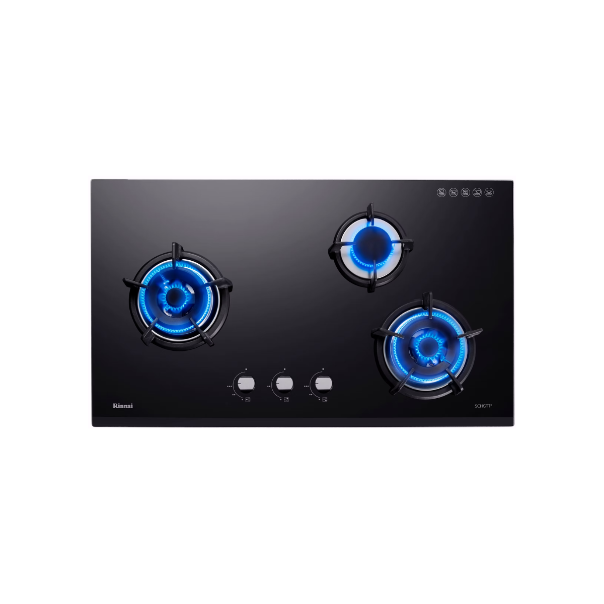 Rinnai RB-93UG - 88cm Tempered Glass Gas Hob 3 Burners