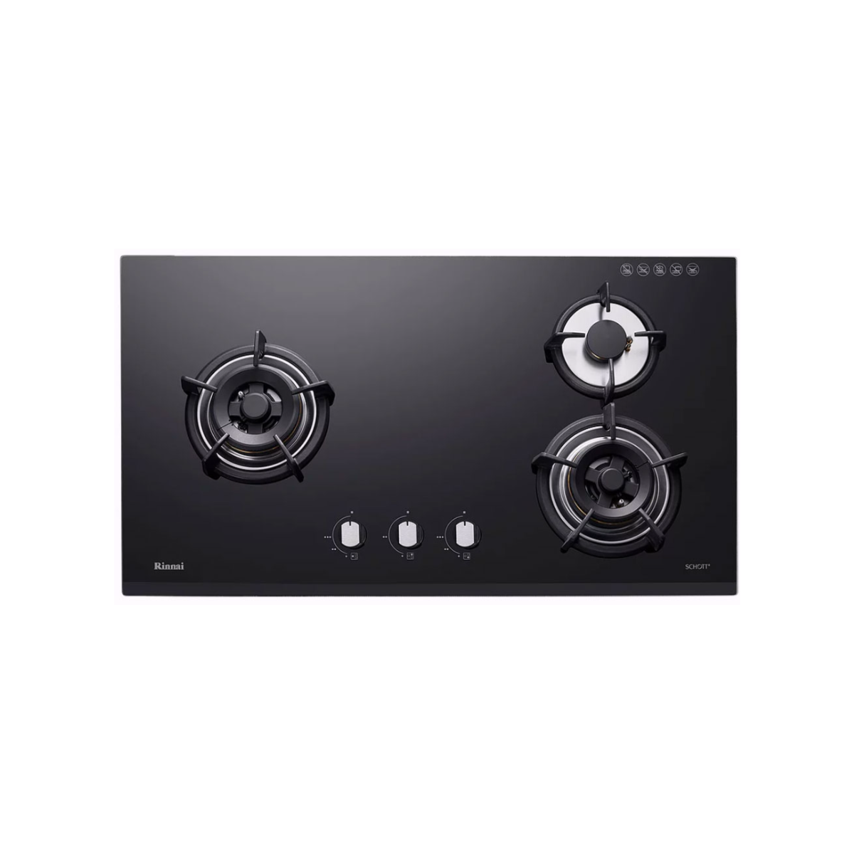 Rinnai RB-93TG - 88cm Tempered Glass Gas Hob 3 Burners