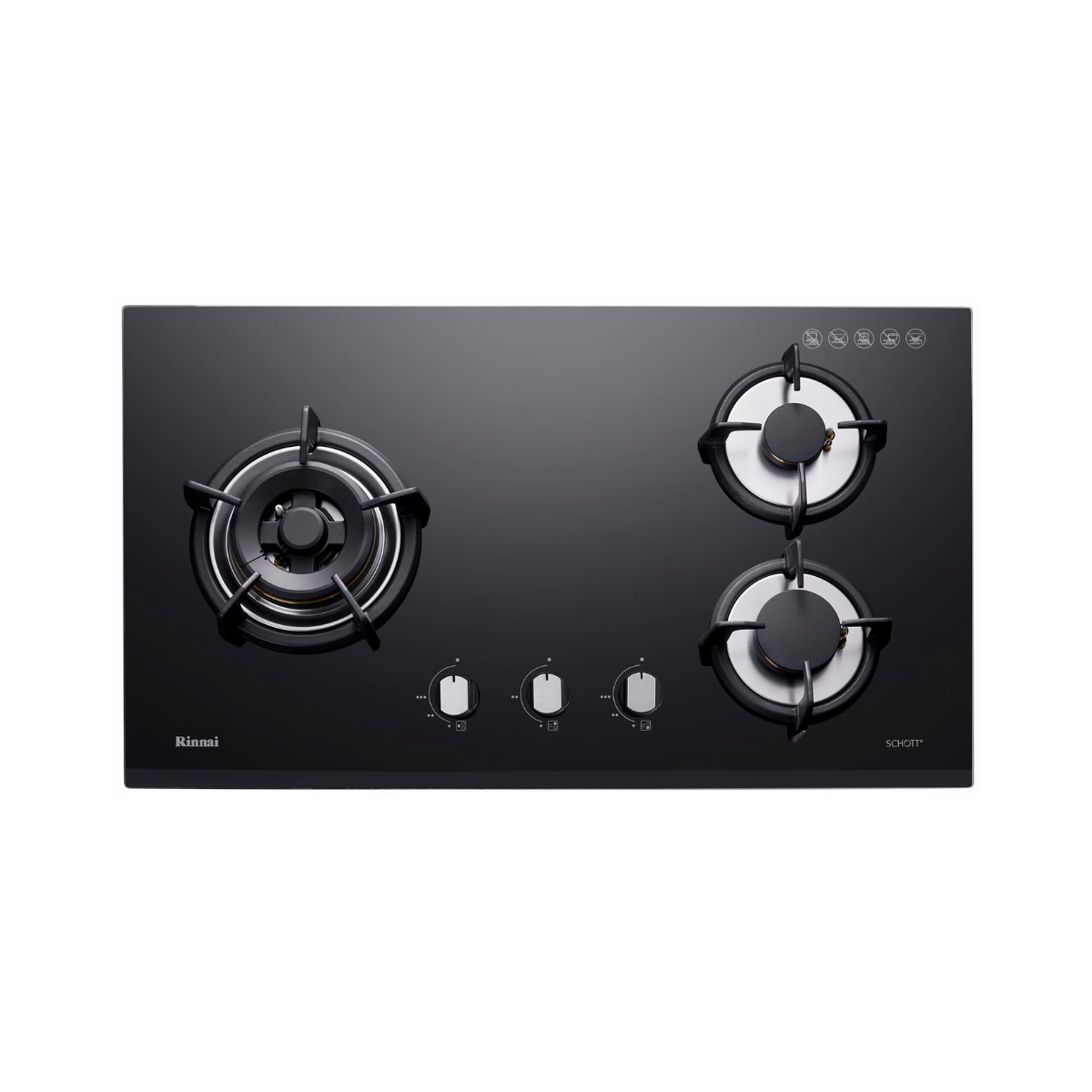 Rinnai RB-73TG - 77cm Tempered Glass Gas Hob 3 Burners
