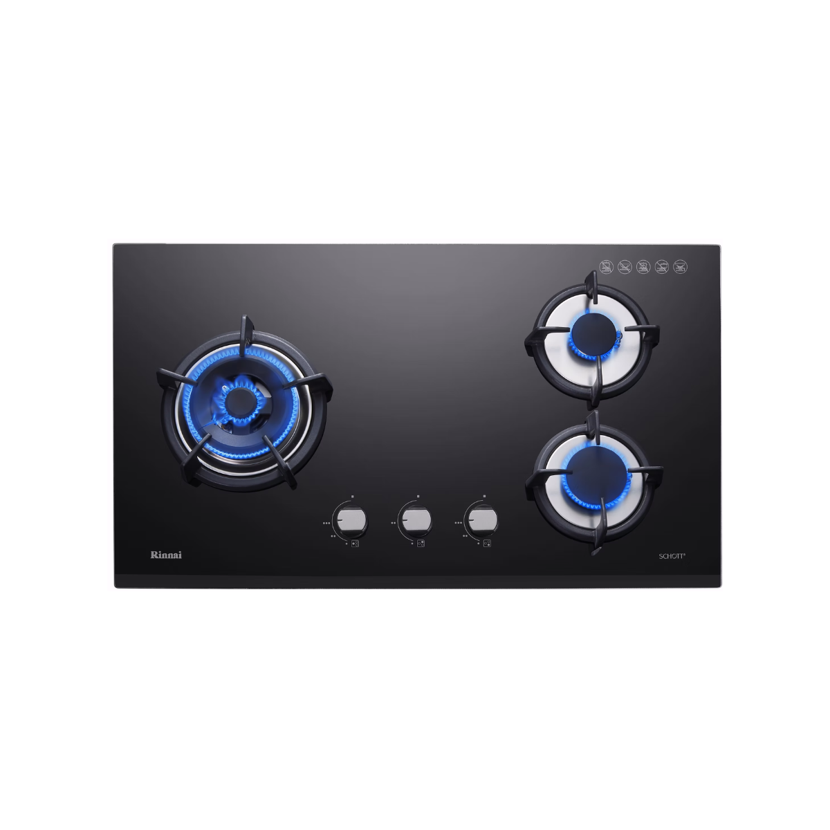 Rinnai RB-73TG - 77cm Tempered Glass Gas Hob 3 Burners