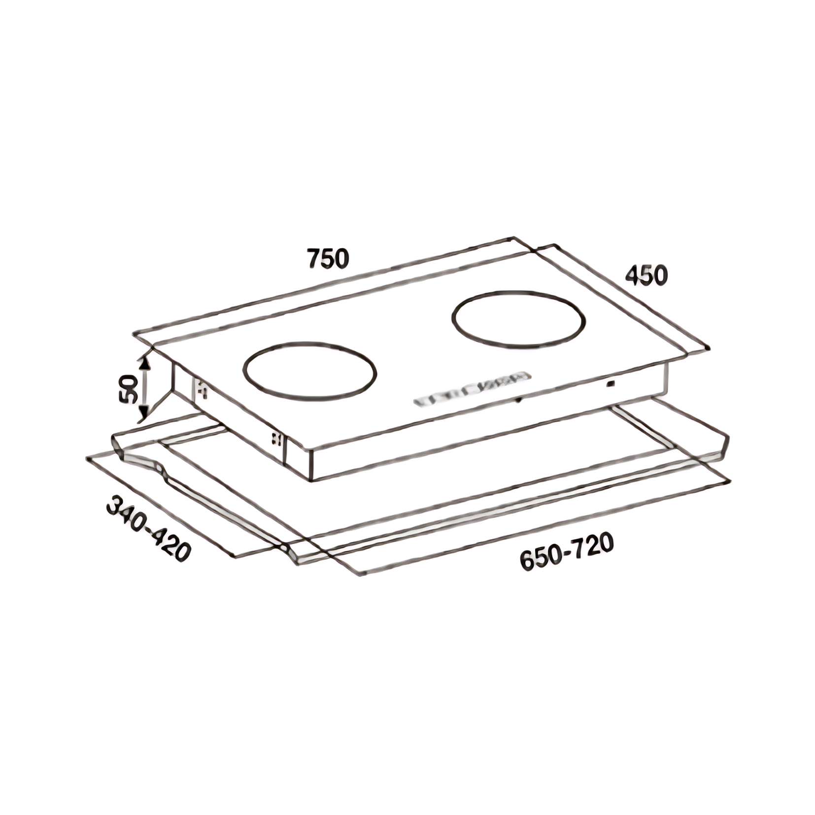 Hafele 536.08.897  - 75cm Induction Hob 2 Burners