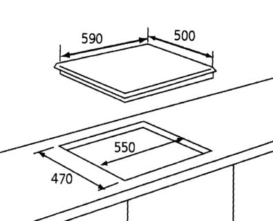 Uno UP 6300TRSV - 60cm Stainless Steel Gas Hob 3 Burners
