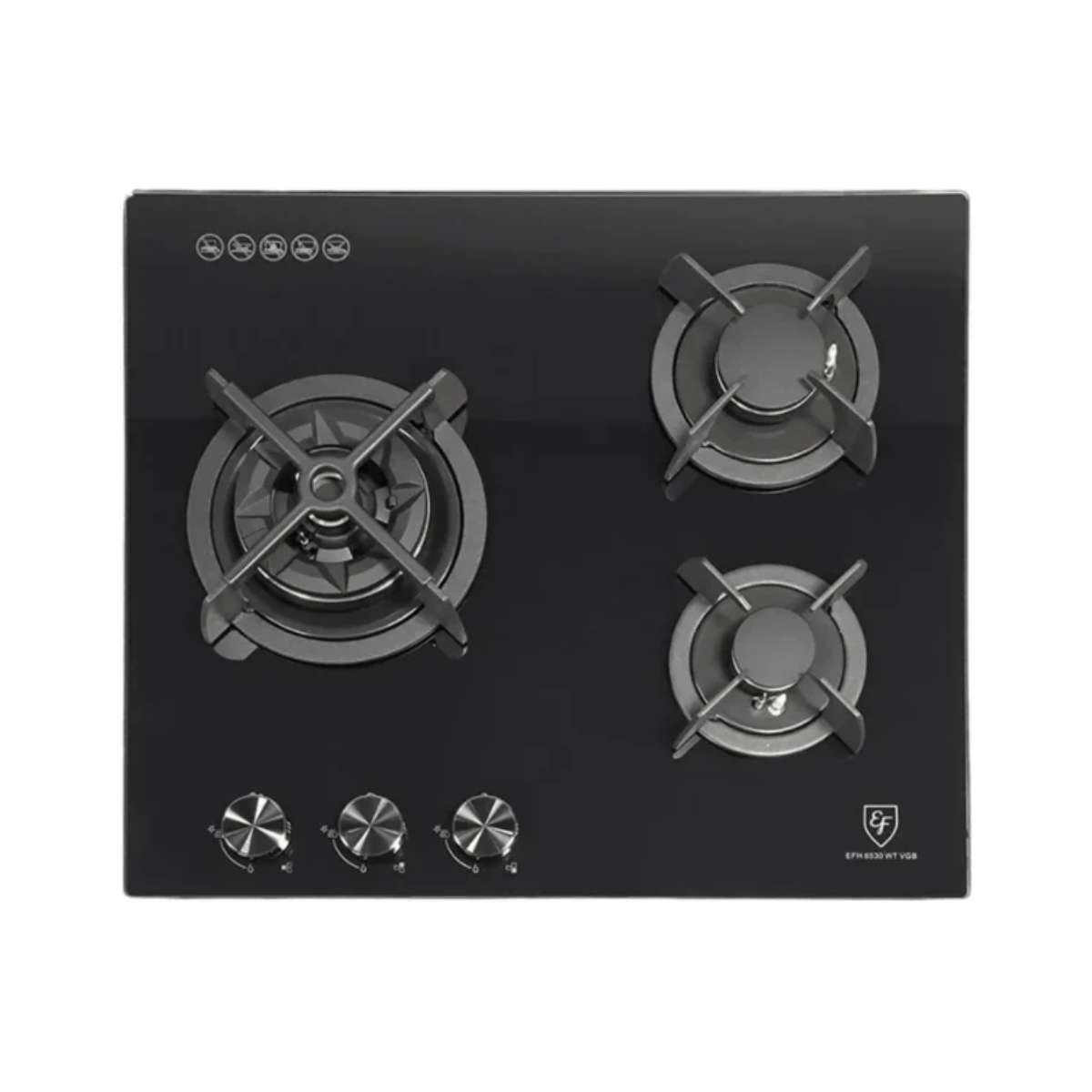 EF EFH6530WTVGB - 60cm Tempered Glass Gas Hob 3 Burners