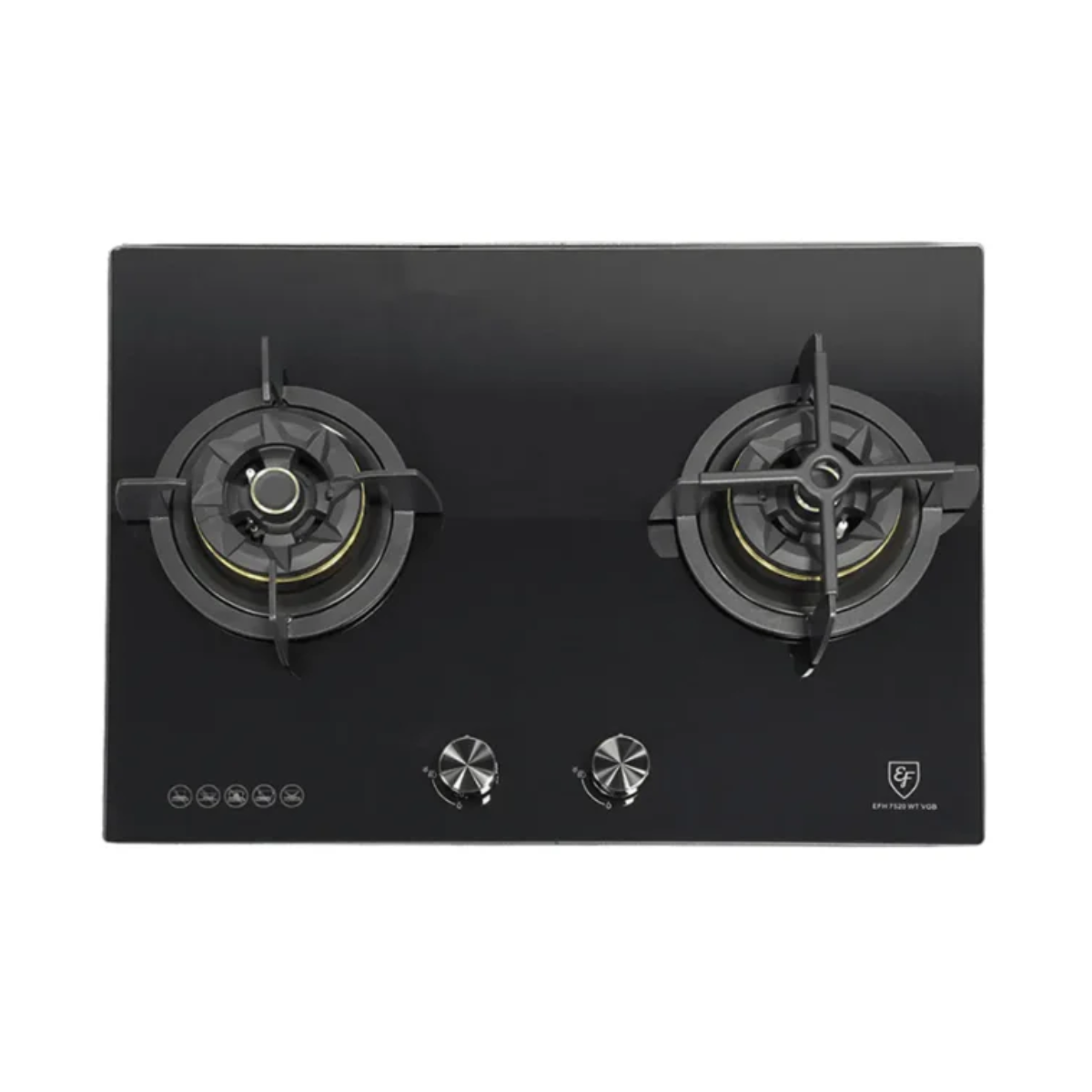 EF EFH7520WTVGB - 70cm Tempered Glass Gas Hob 2 Burners