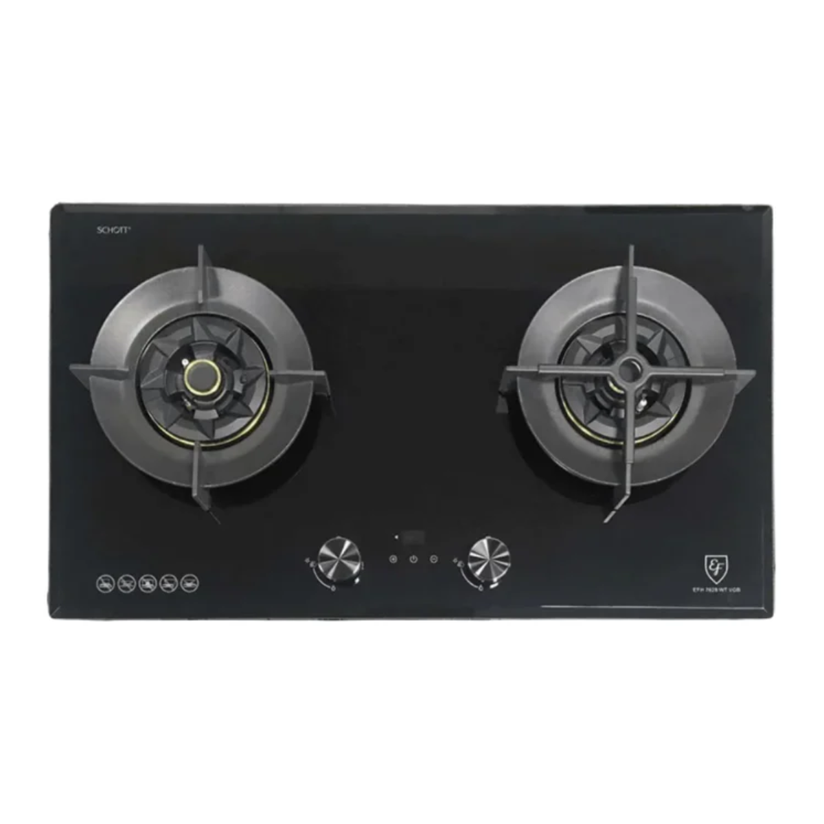 EF EFH7628WTVGB - 78cm Tempered Glass Gas Hob 2 Burners
