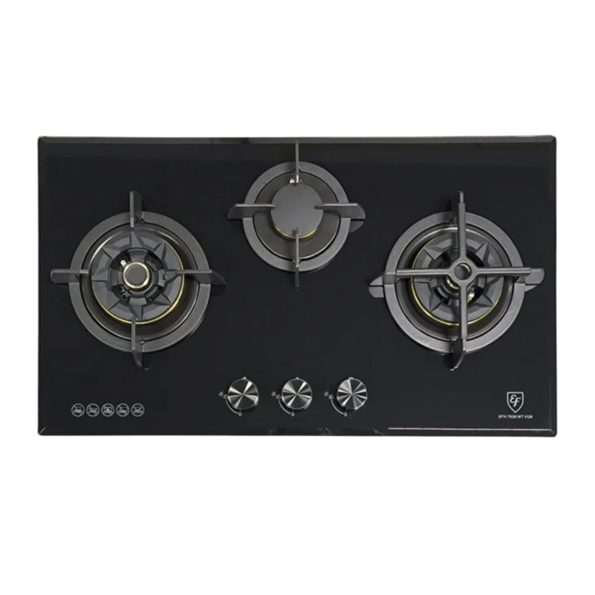 EF EFH7636WTVGB - 78cm Tempered Glass Gas Hob 3 Burners
