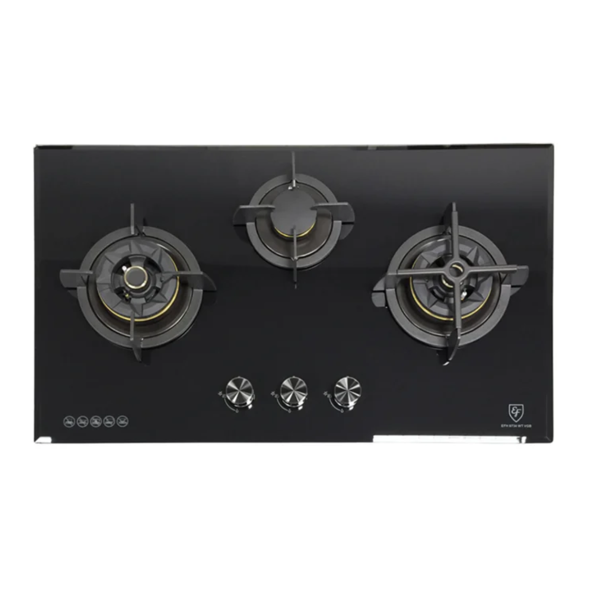 EF EFH9734WTVGB - 88cm Tempered Glass Gas Hob 3 Burners