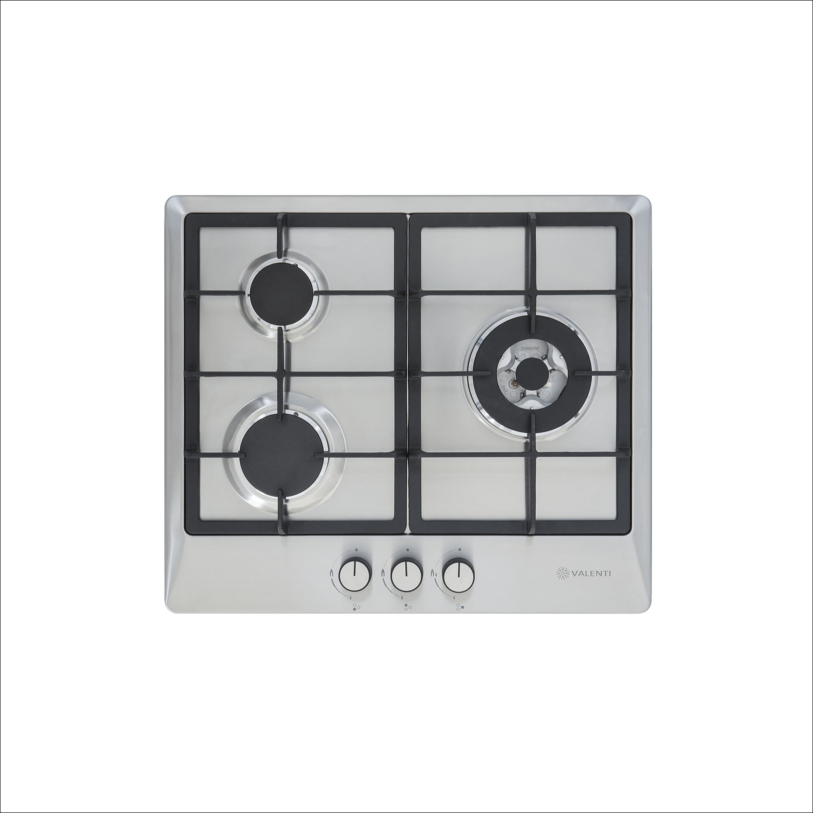 Valenti VC630SB - 60cm Stainless Steel Gas Hob 3 Burners