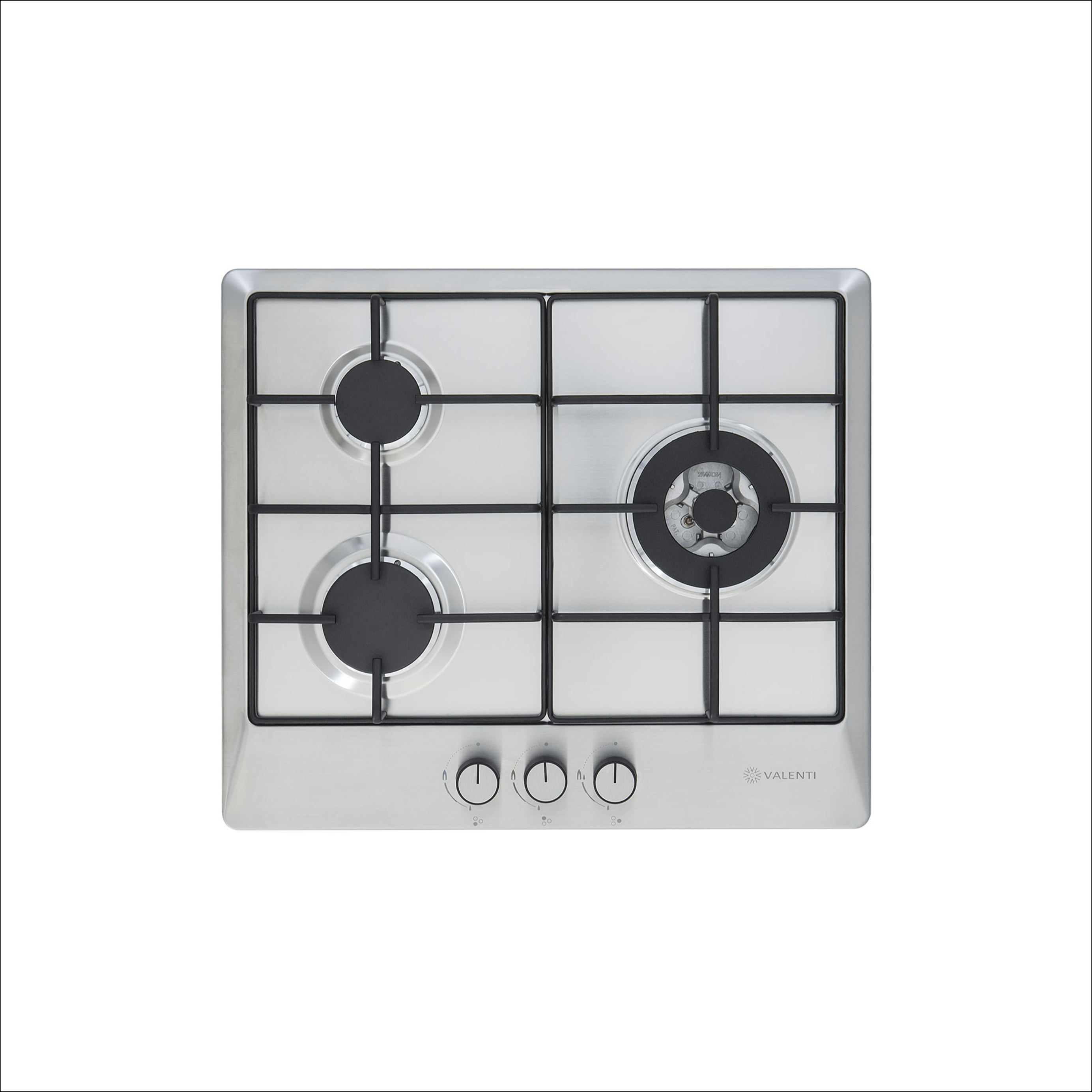 Valenti VC630SE-E - 60cm Stainless Steel Gas Hob 3 Burners