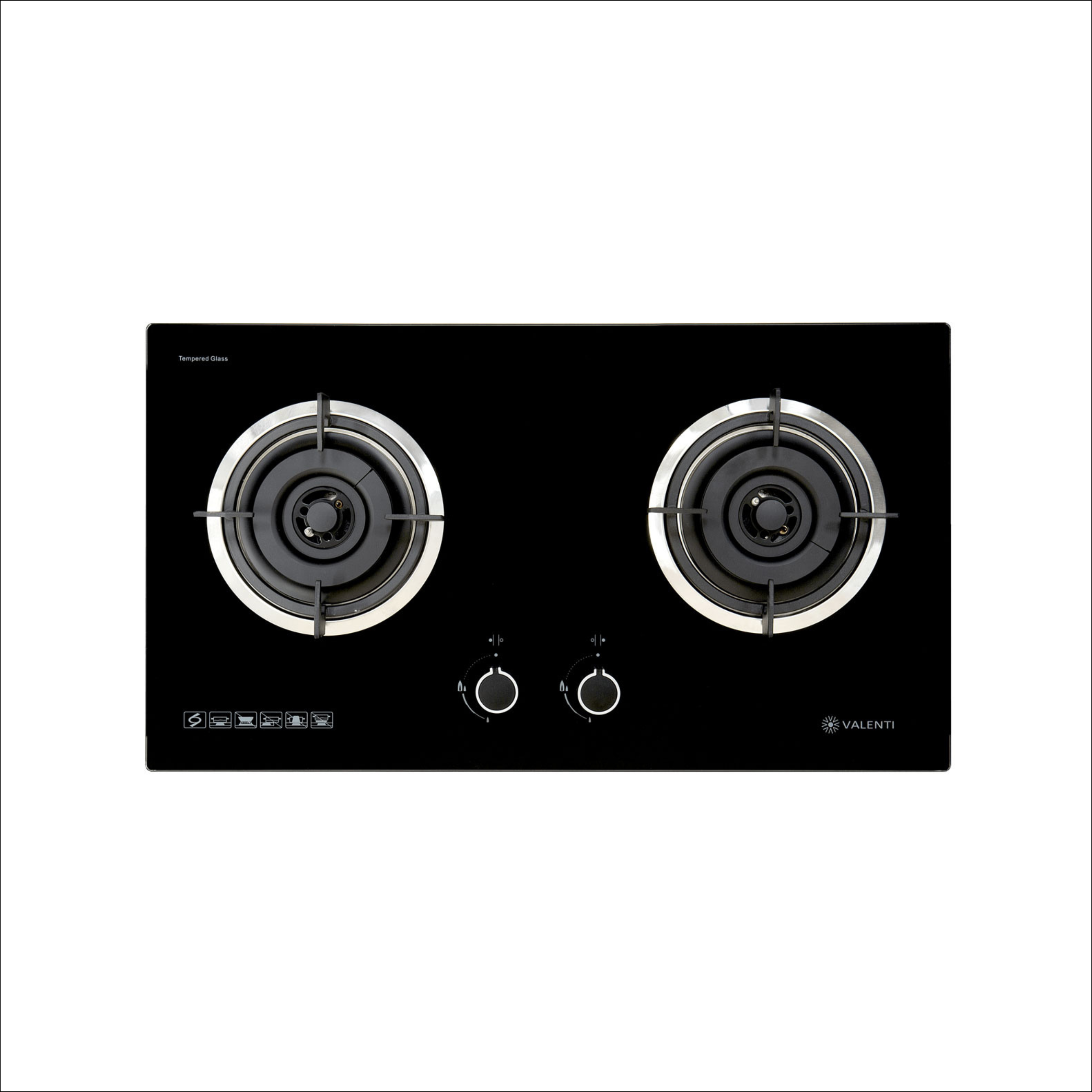 Valenti VC728G - 73cm Built-In Glass Hob 2 Burners