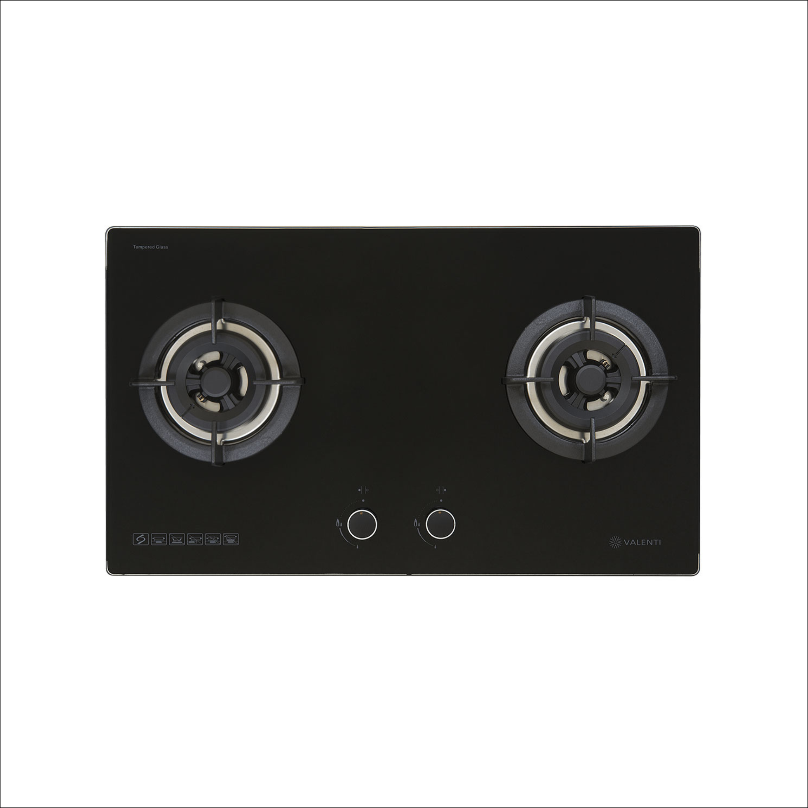 Valenti VC820G - 76cm Built-In Glass Hob 2 Burners